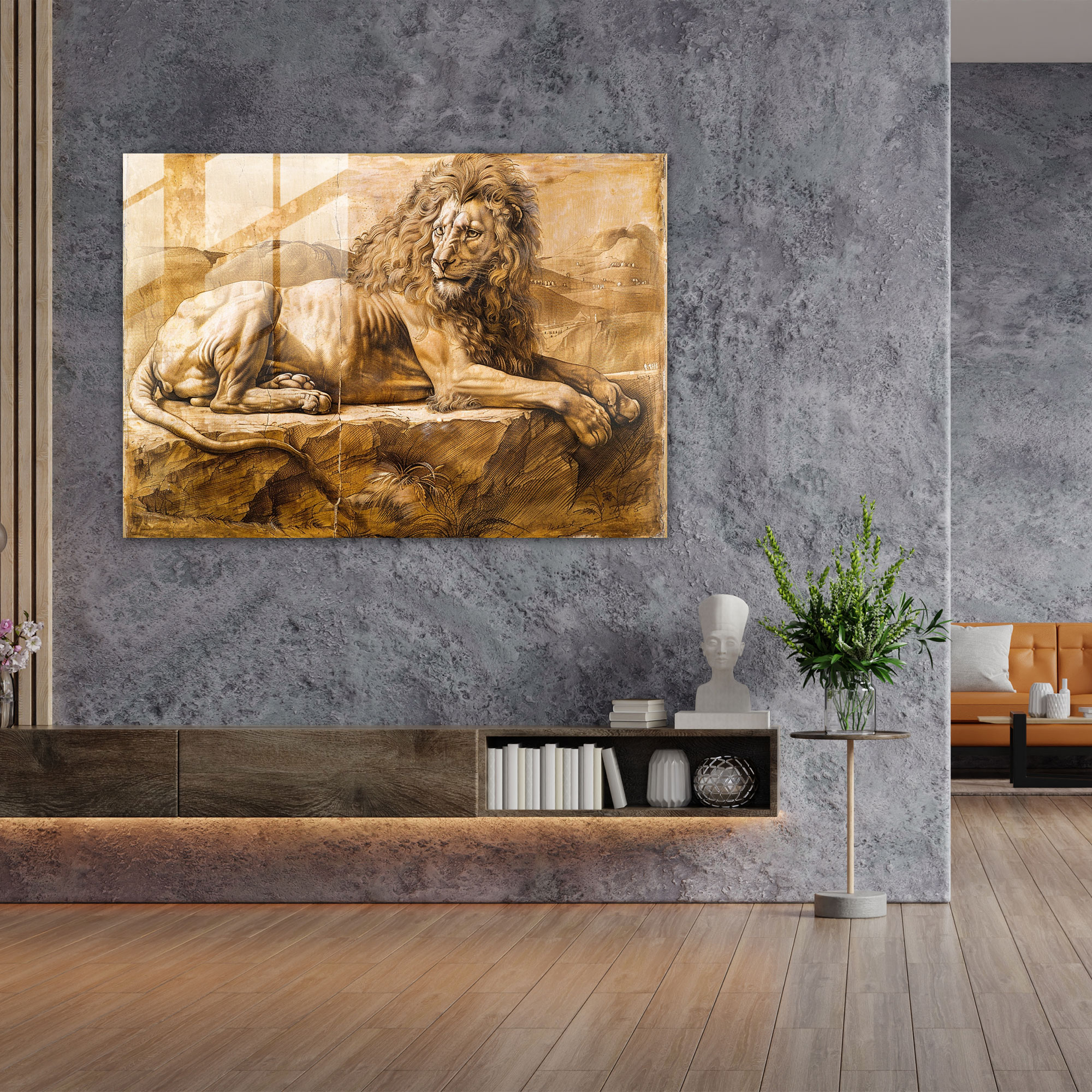 Expressive Leonardo Da Vinci Glass Print - Leonardo Da Vinci, Leonardo Da Vinci, Wall Decoration, Glass Print