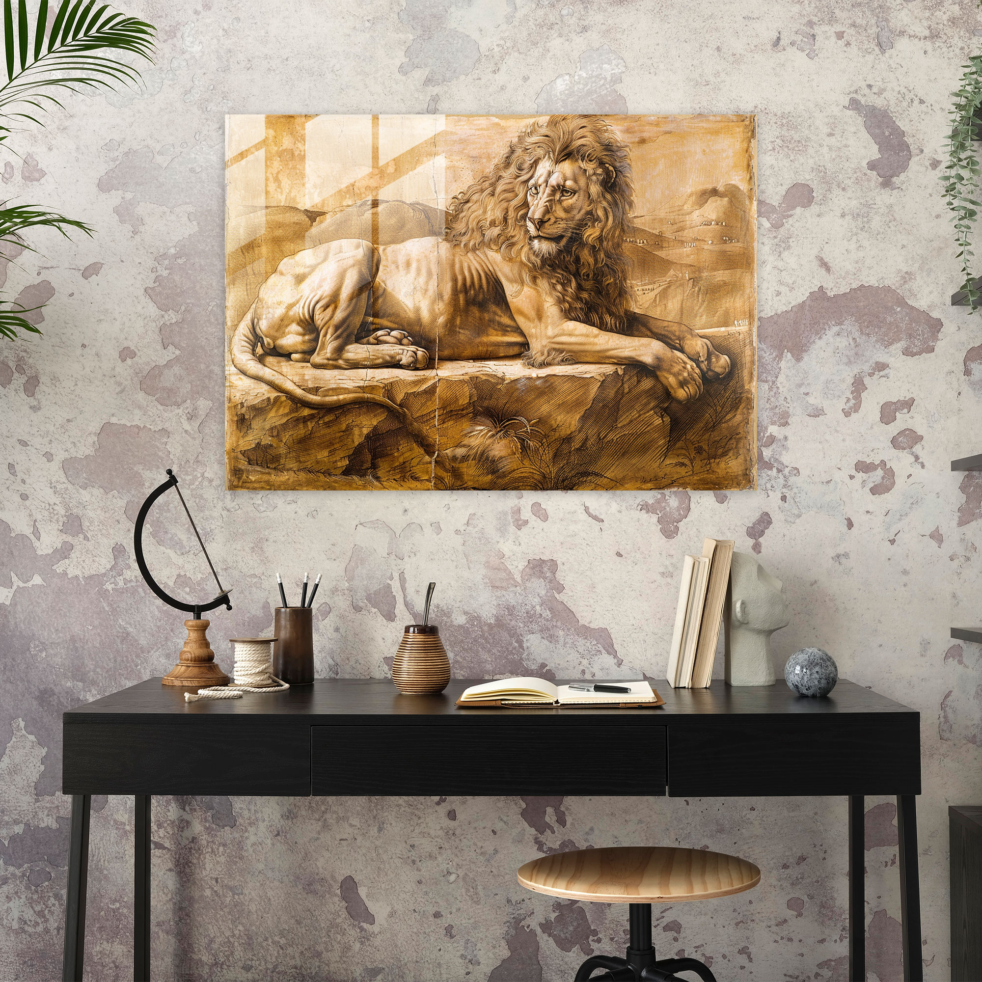 Expressive Leonardo Da Vinci Glass Print - Leonardo Da Vinci, Leonardo Da Vinci, Wall Decoration, Glass Print
