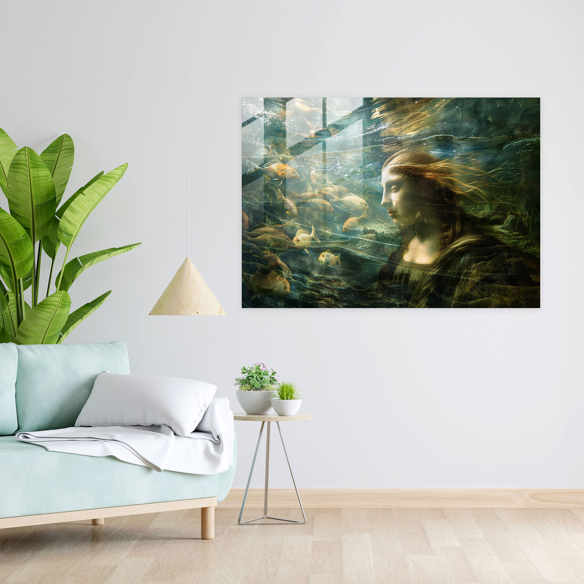 Ethereal Leonardo Da Vinci Glass Print - Leonardo Da Vinci, Wall Decoration, Modern Art, Leonardo Da Vinci