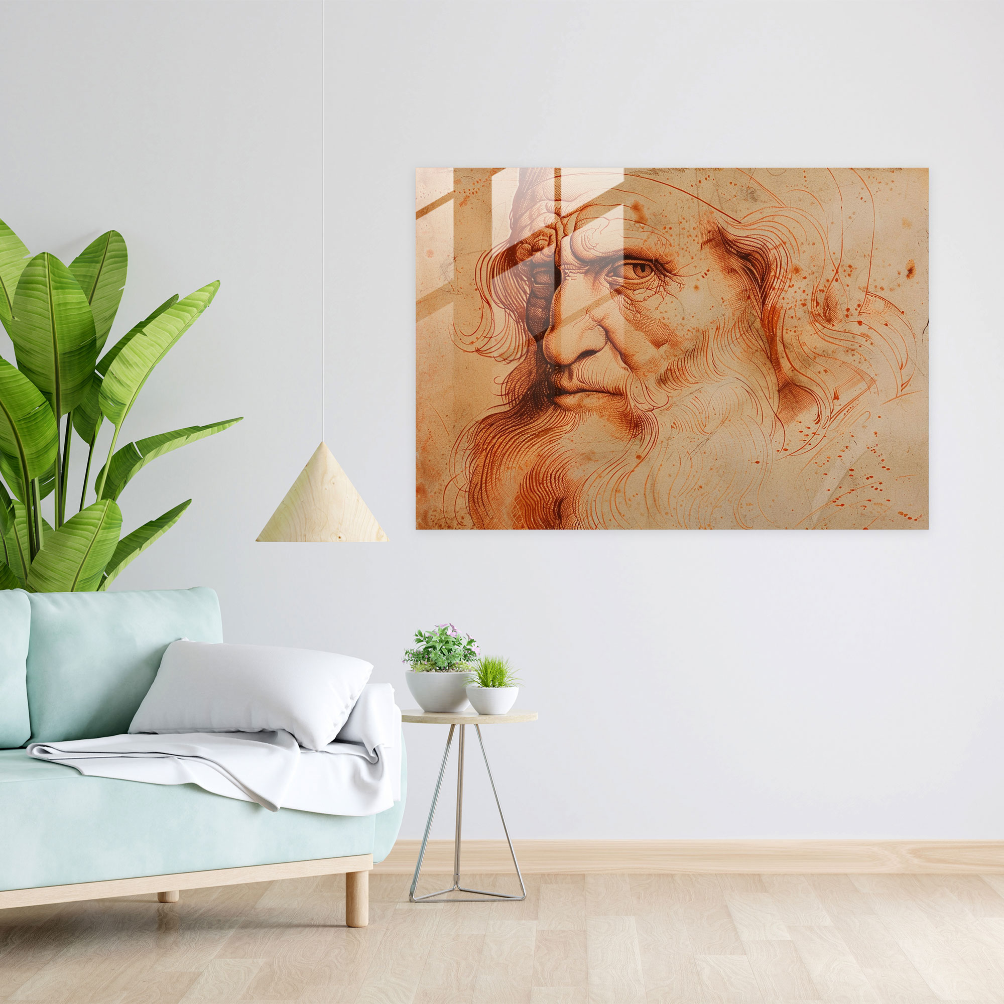 Leonardo Da Vinci Glass Print - Leonardo Da Vinci, Wall Decoration, Glass Wall Art, Home Decoration