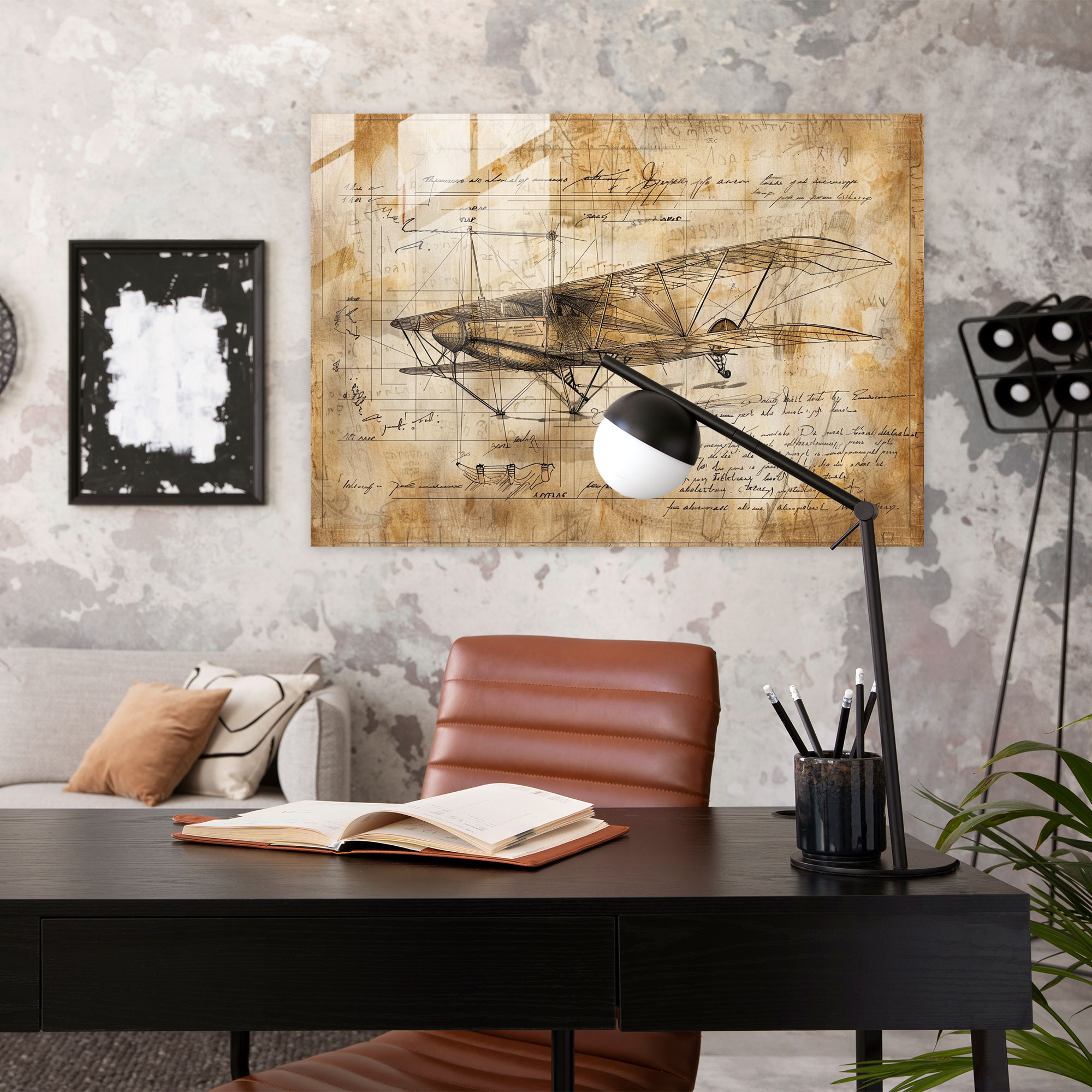 Leonardo Da Vinci Glass Print - Flying Machine Sketch - Leonardo Da Vinci, Leonardo Da Vinci, Glass Wall Art, Home Decoration