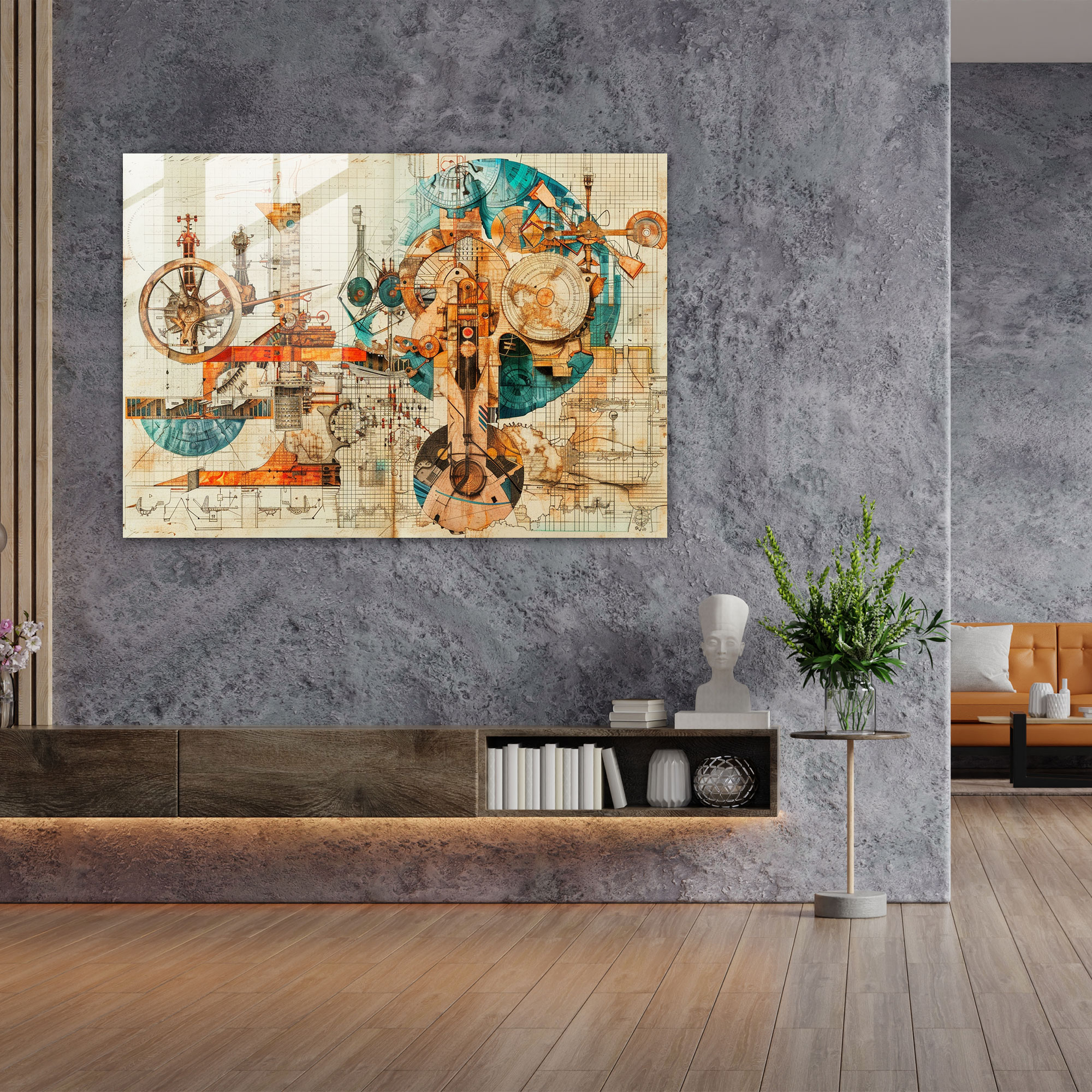 Leonardo Da Vinci Glass Art - Abstract Inventions - Leonardo Da Vinci, Glass Print, Modern Art, Wall Decoration