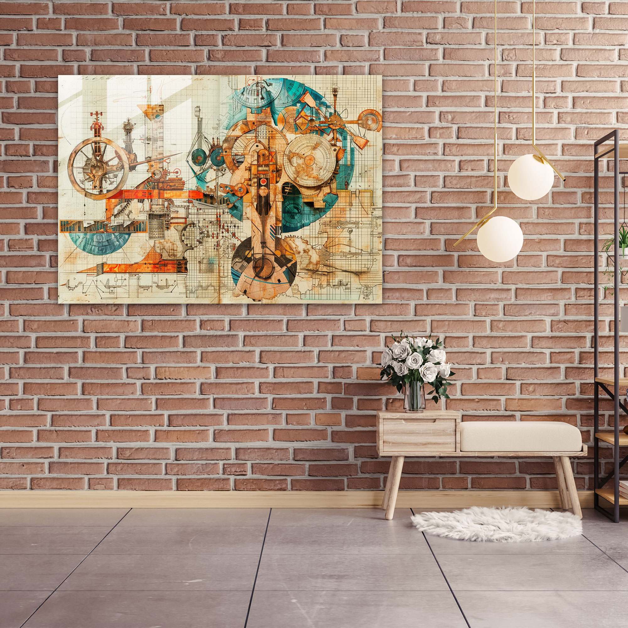 Leonardo Da Vinci Glass Art - Abstract Inventions - Leonardo Da Vinci, Glass Print, Modern Art, Wall Decoration