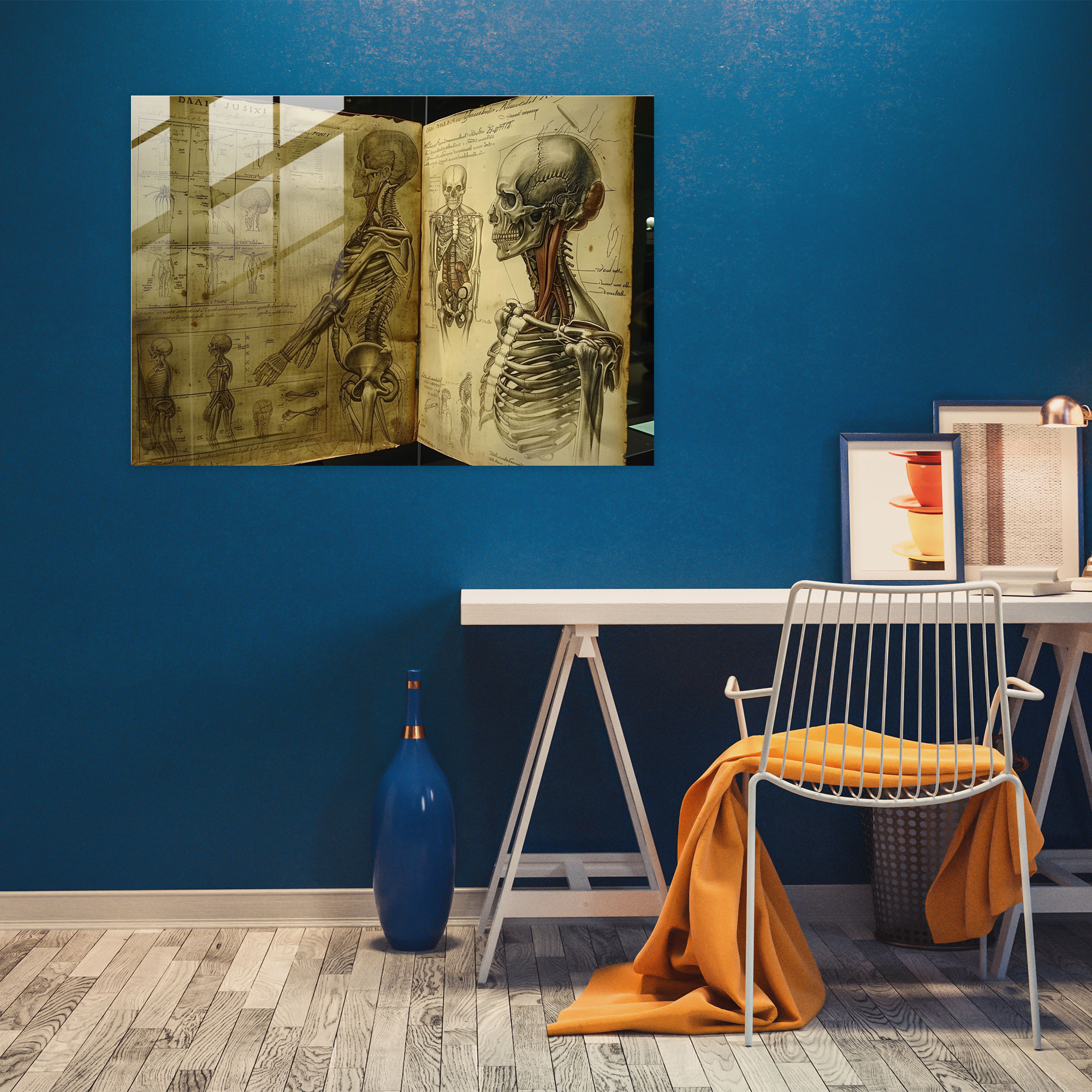 Leonardo Da Vinci Glass Print - Famous Anatomy Sketches - Leonardo Da Vinci, Glass Print, Modern Art, Leonardo Da Vinci