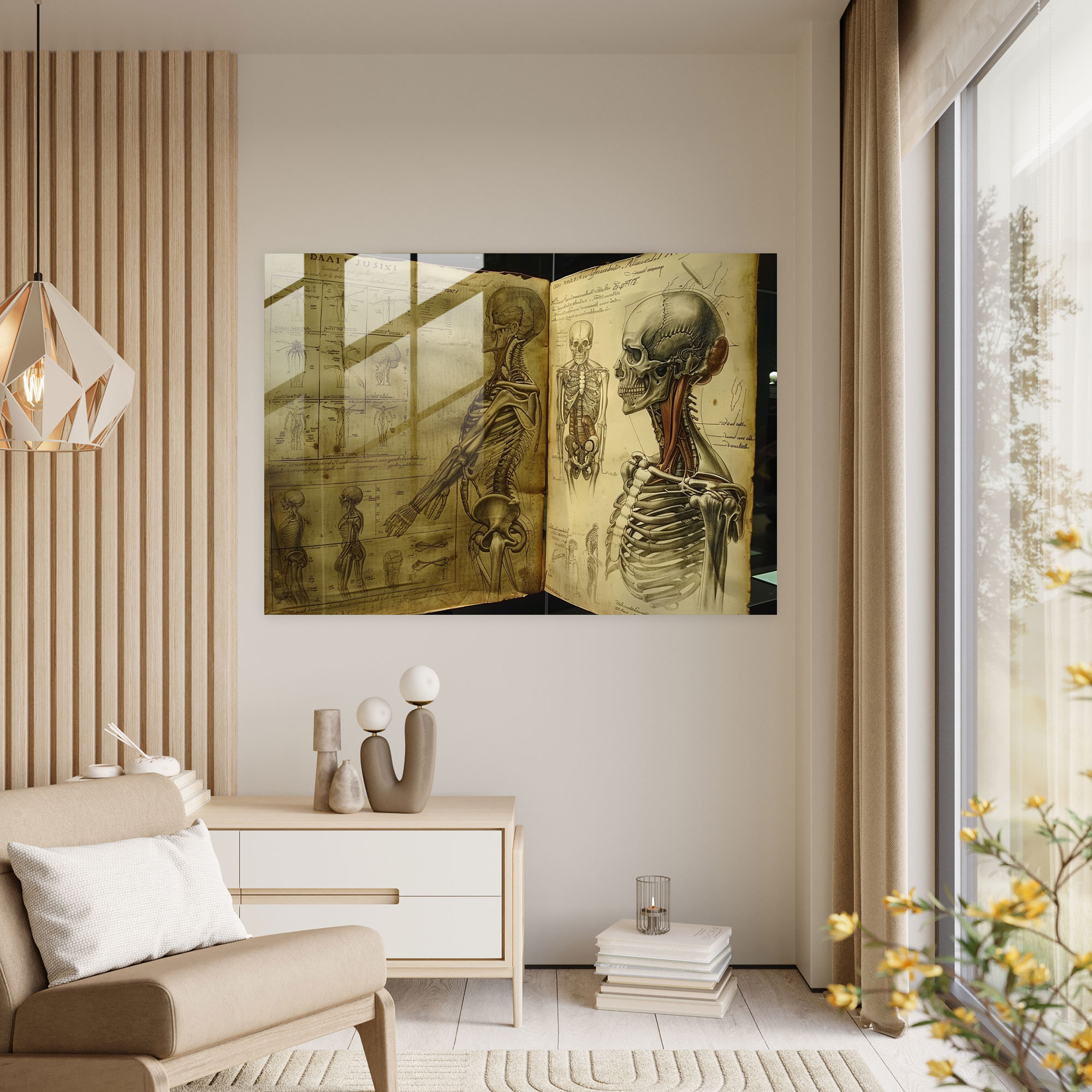Leonardo Da Vinci Glass Print - Famous Anatomy Sketches - Leonardo Da Vinci, Glass Print, Modern Art, Leonardo Da Vinci
