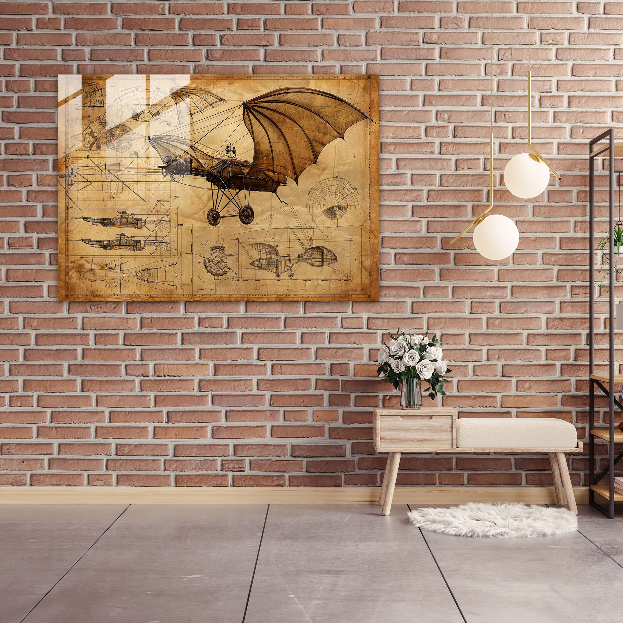Leonardo Da Vinci Glass Wall Art - Leonardo Da Vinci, Wall Decoration, Home Decoration, Glass Wall Art