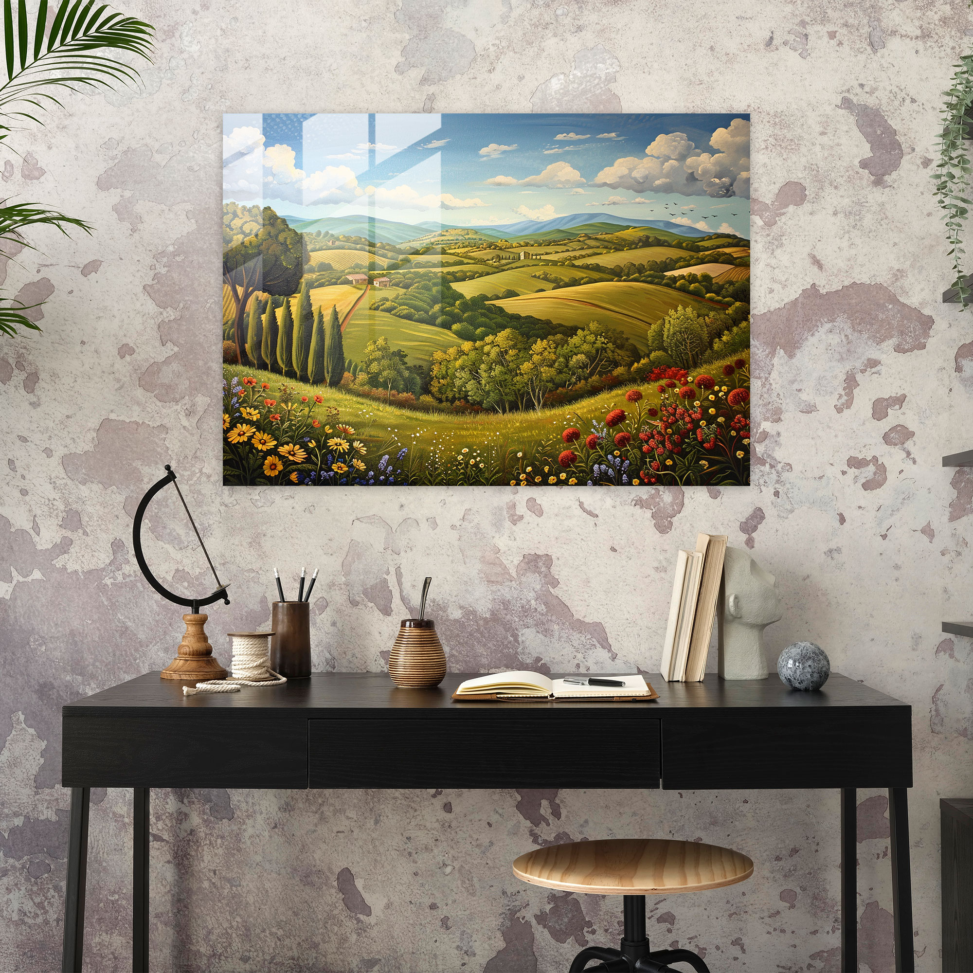 Renaissance Landscape Glass Print - Leonardo Da Vinci, Glass Print, Modern Art, Glass Art