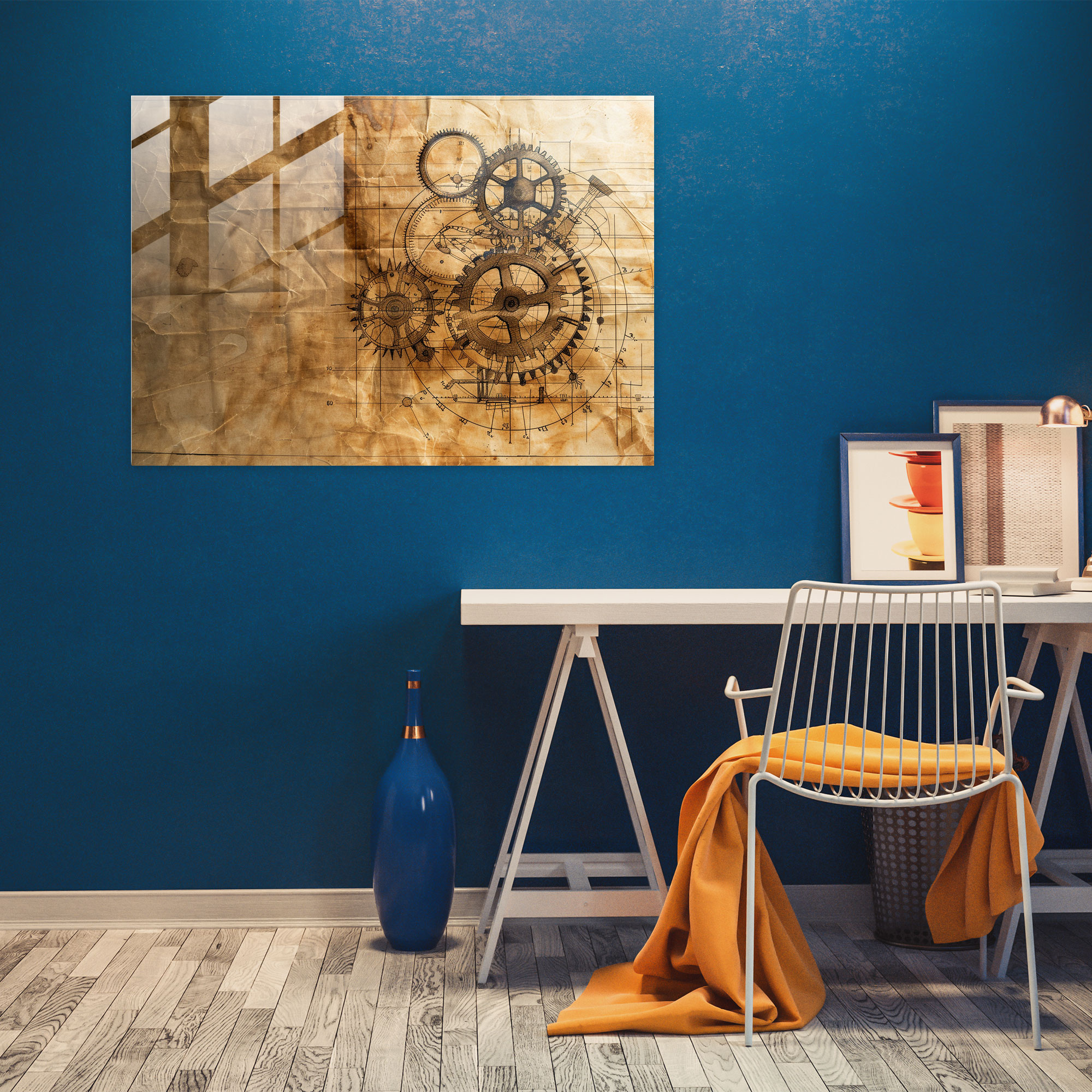 Mechanical Blueprint Glass Wall Art - Leonardo Da Vinci, Glass Wall Art, Leonardo Da Vinci, Wall Decoration