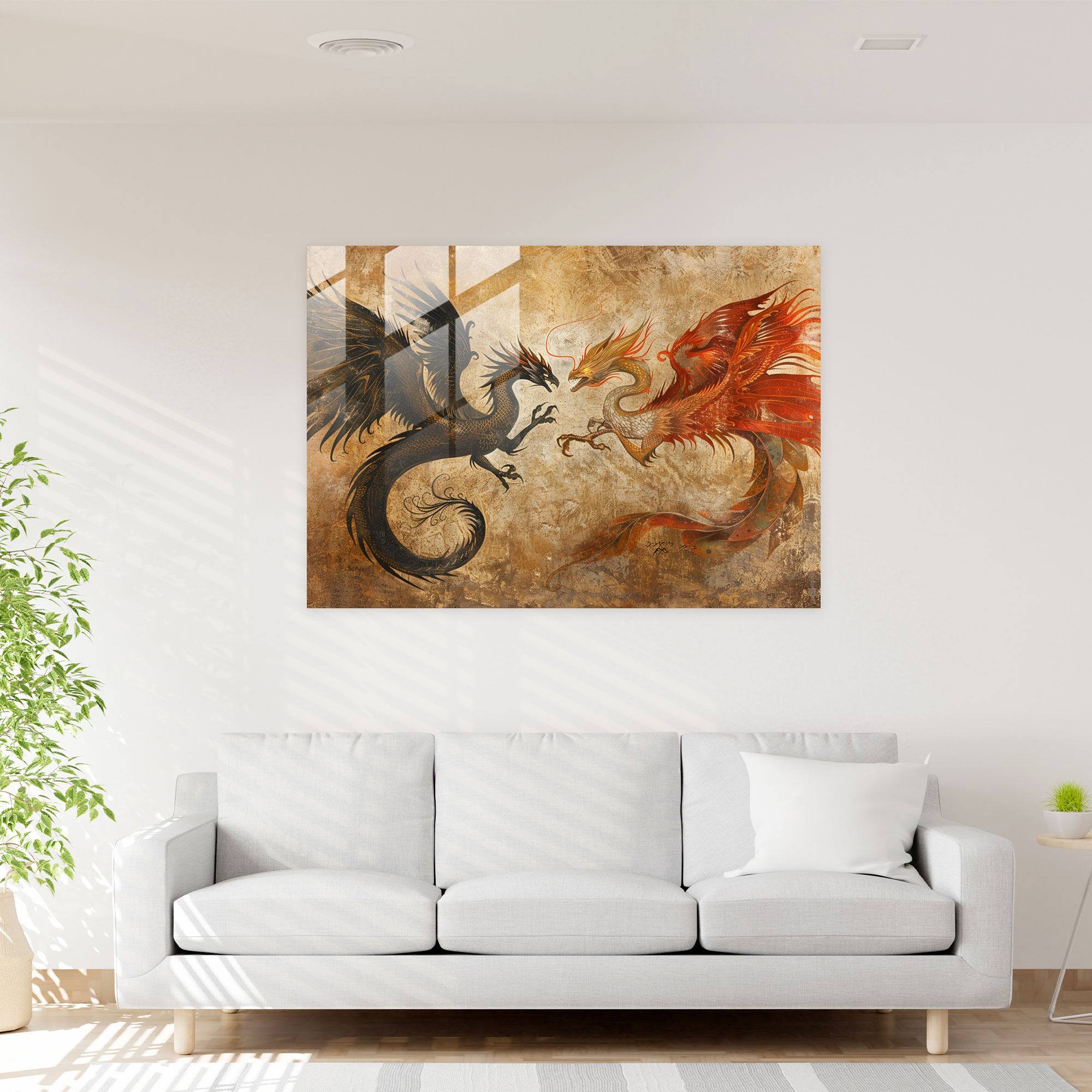 Mythological Creatures Glass Print - Leonardo Da Vinci, Glass Wall Art, Glass Print, Modern Art