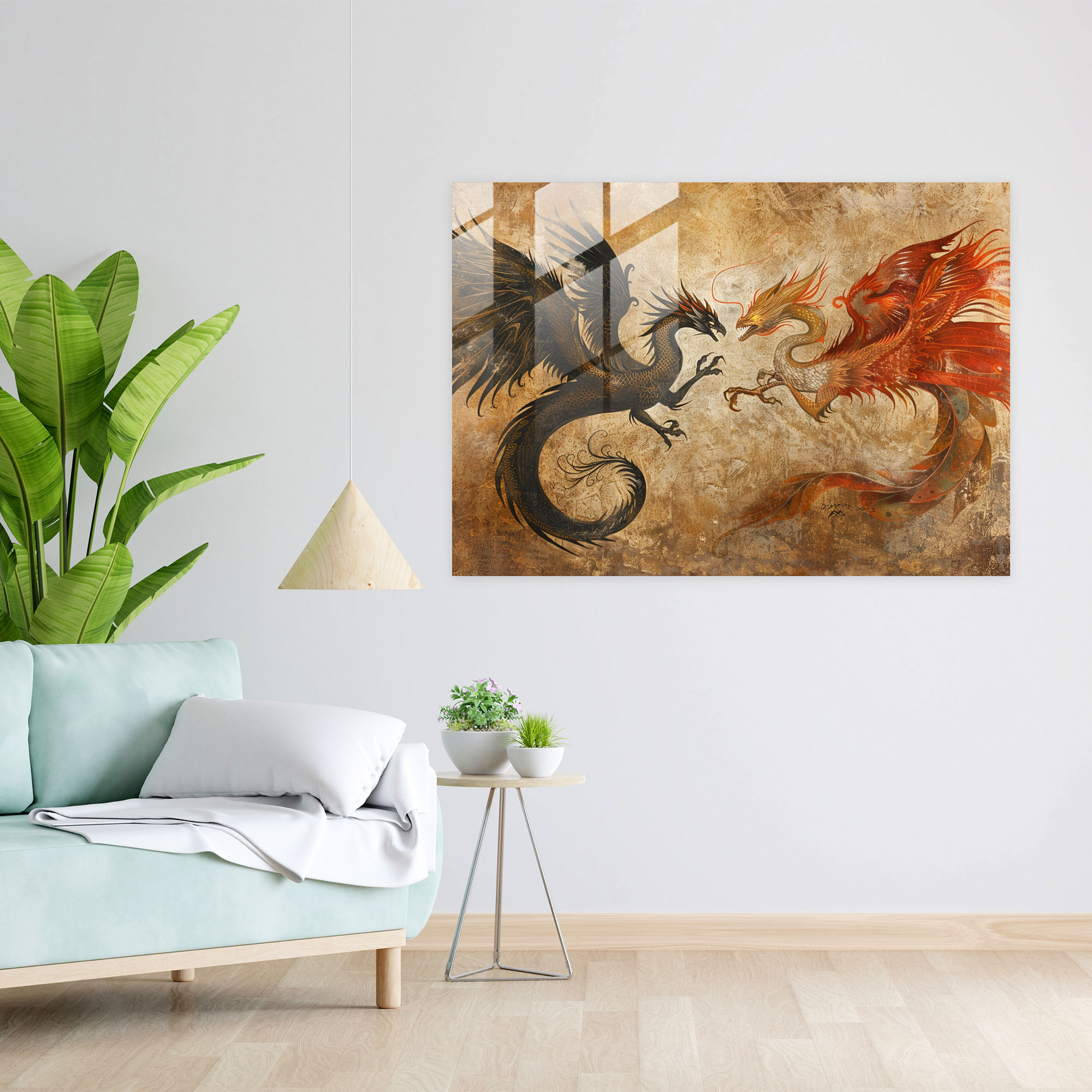 Mythological Creatures Glass Print - Leonardo Da Vinci, Glass Wall Art, Glass Print, Modern Art