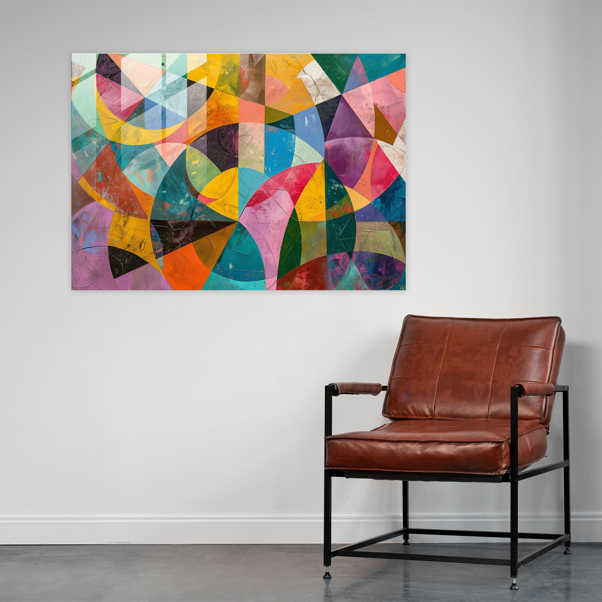 Abstract Geometric Glass Wall Art - Leonardo Da Vinci, Home Decoration, Glass Wall Art, Glass Art