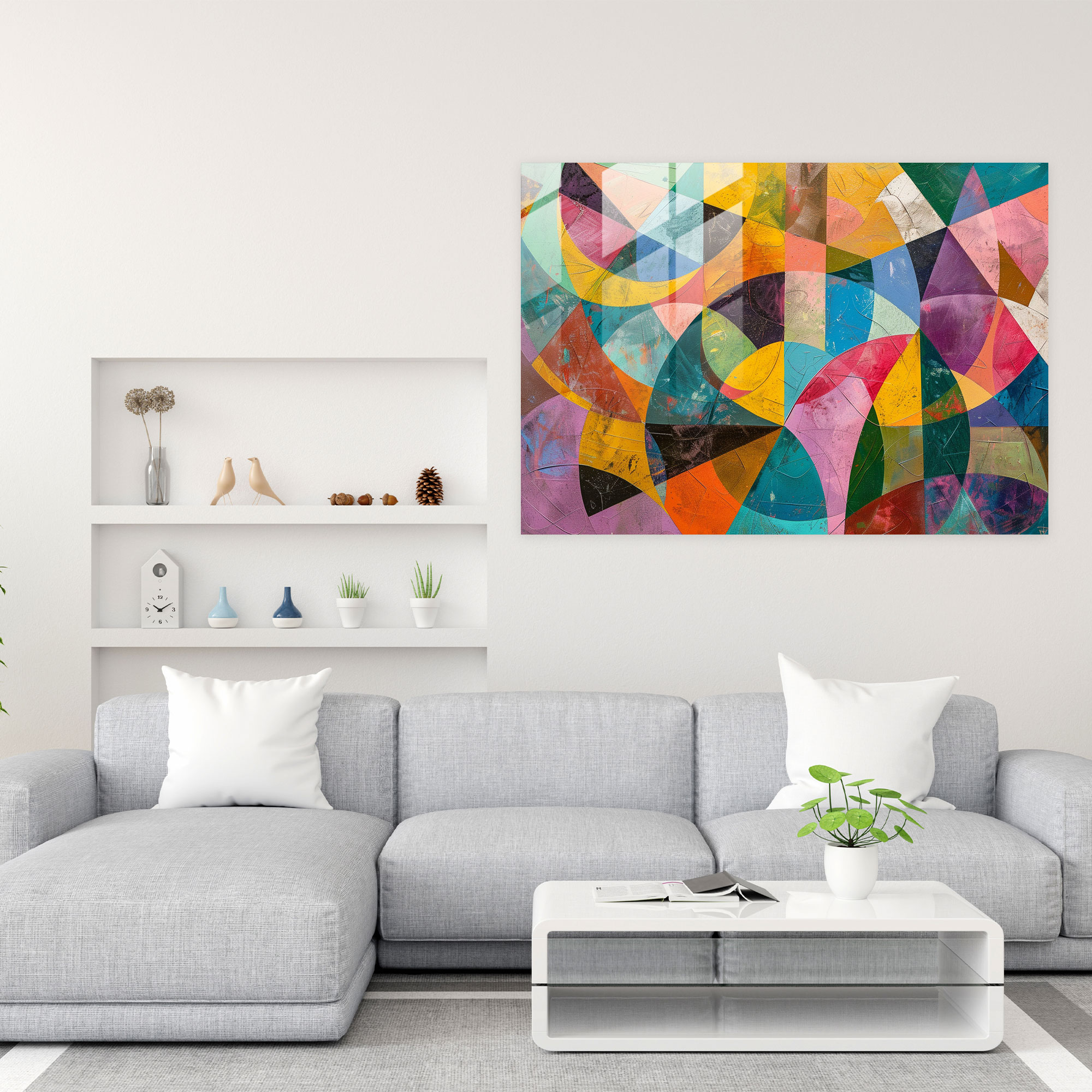 Abstract Geometric Glass Wall Art - Leonardo Da Vinci, Home Decoration, Glass Wall Art, Glass Art