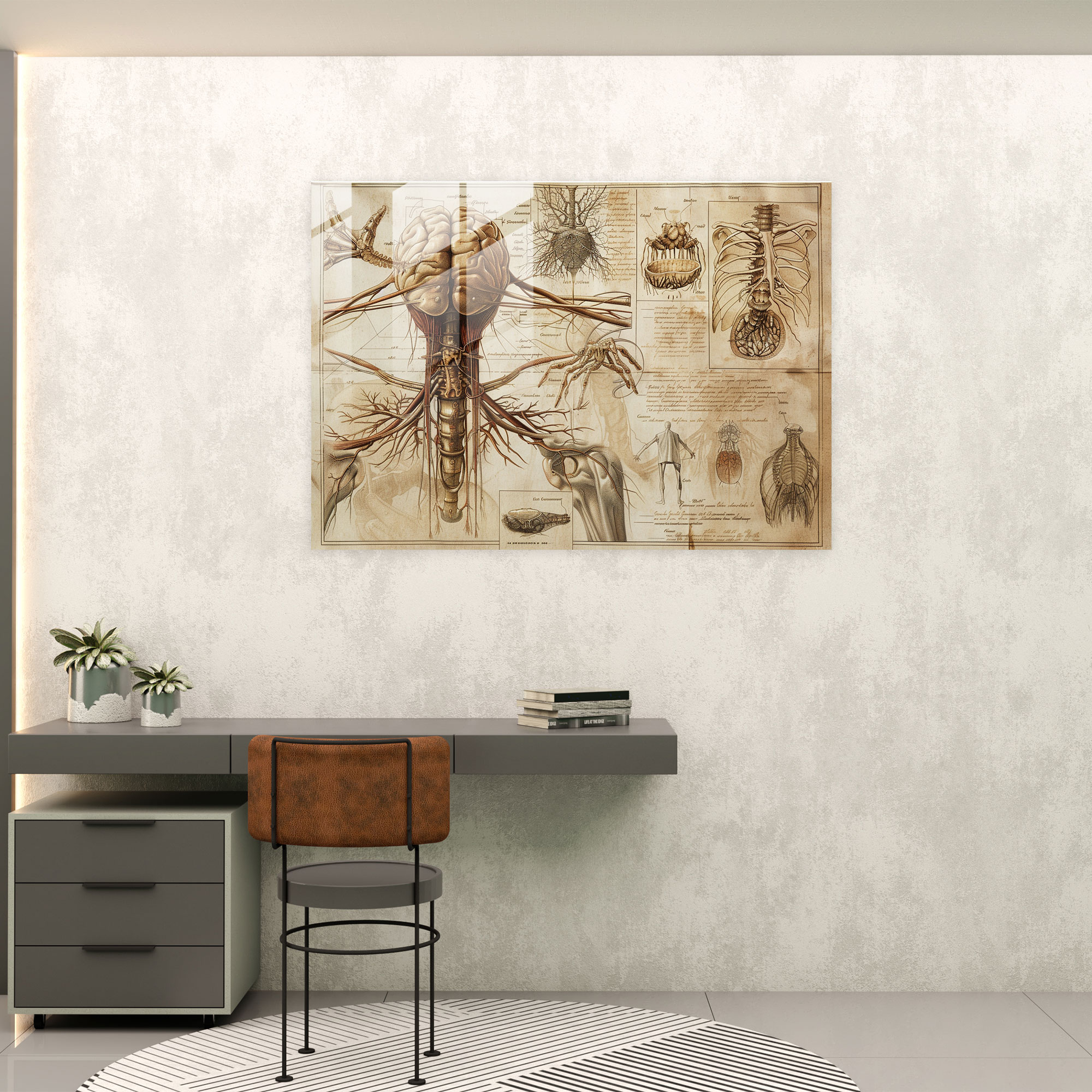Leonardo Da Vinci Home Decoration: Scientific Sketches - Leonardo Da Vinci, Glass Wall Art, Home Decoration, Leonardo Da Vinci