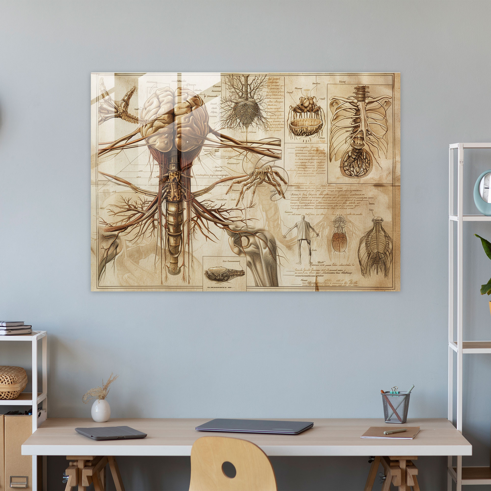 Leonardo Da Vinci Home Decoration: Scientific Sketches - Leonardo Da Vinci, Glass Wall Art, Home Decoration, Leonardo Da Vinci