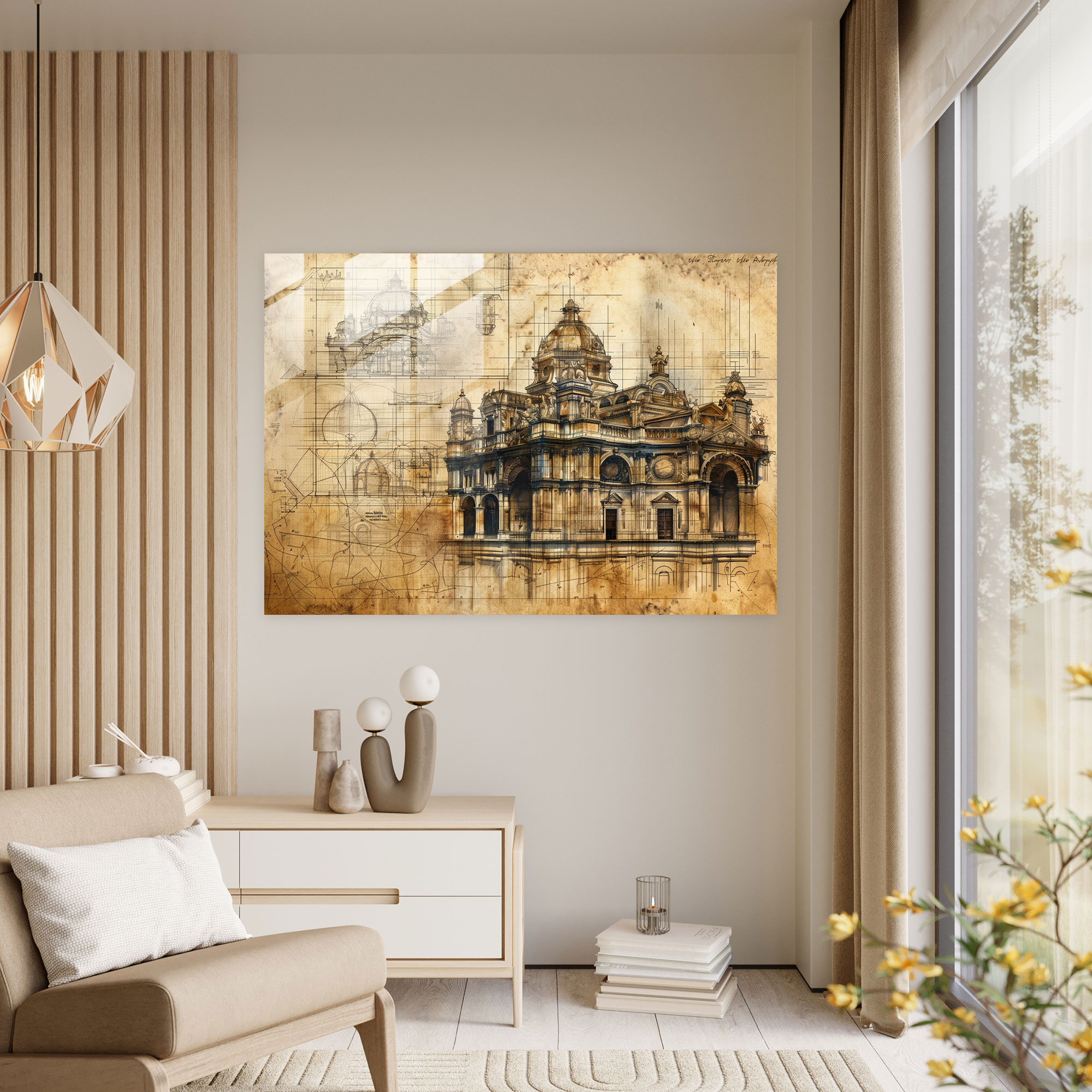 Leonardo Da Vinci Glass Wall Art: Architectural Sketches - Leonardo Da Vinci, Leonardo Da Vinci, Modern Art, Glass Wall Art