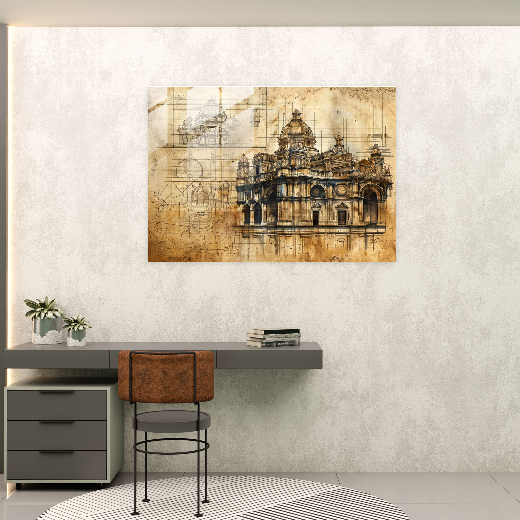 Leonardo Da Vinci Glass Wall Art: Architectural Sketches - Leonardo Da Vinci, Leonardo Da Vinci, Modern Art, Glass Wall Art