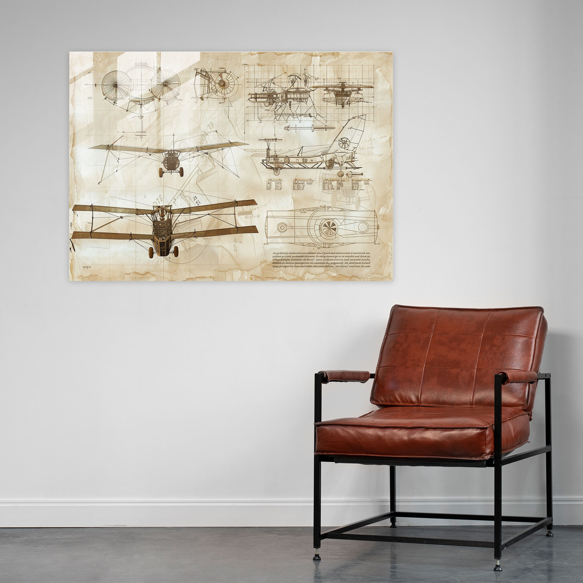 Leonardo Da Vinci Glass Wall Art: Flying Machine Sketches - Leonardo Da Vinci, Engineering Designs, Glass Wall Art, Wall Decoration
