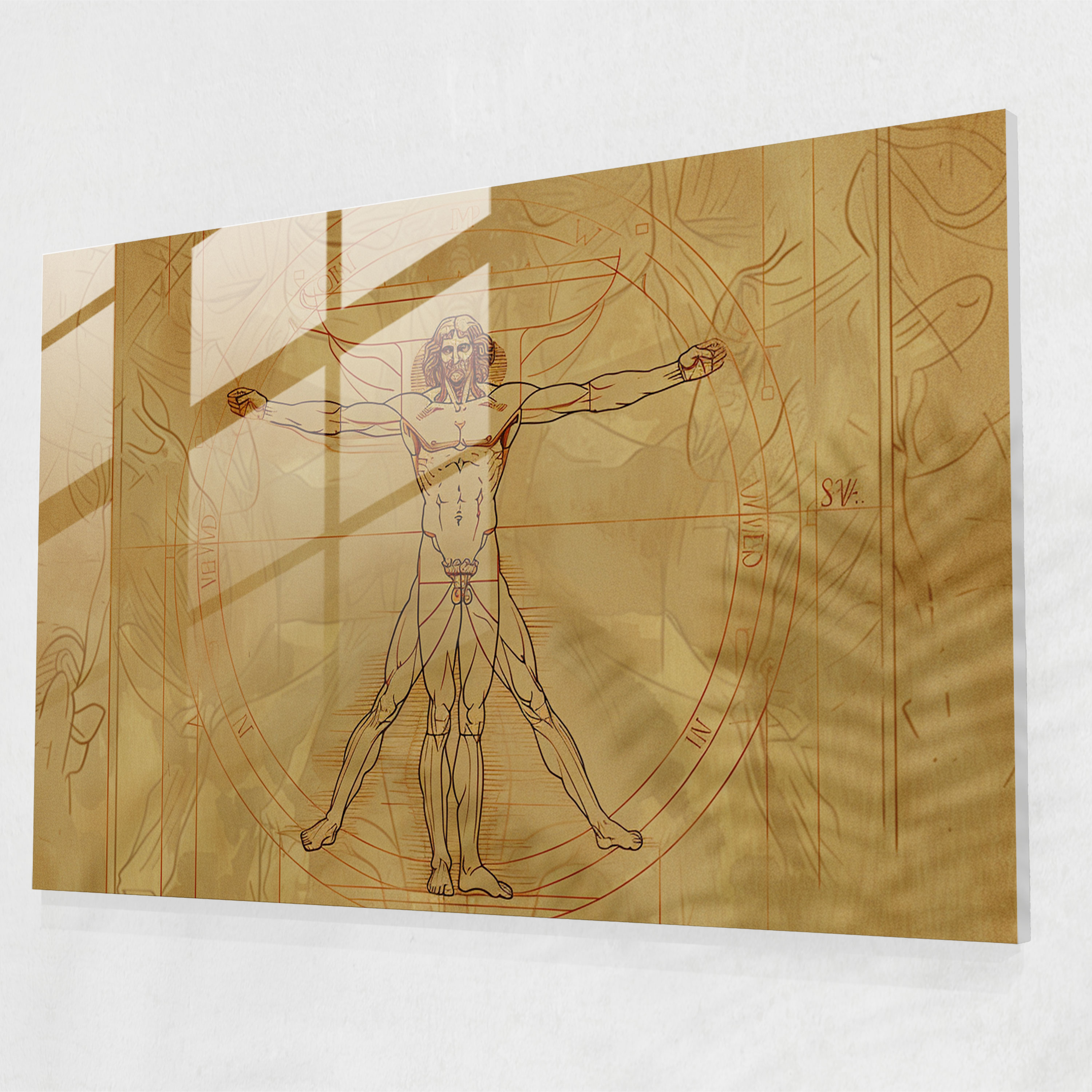Leonardo Da Vinci Wall Decoration: Vitruvian Man Illustration - Leonardo Da Vinci, Leonardo Da Vinci, Anatomy Studies, Modern Art