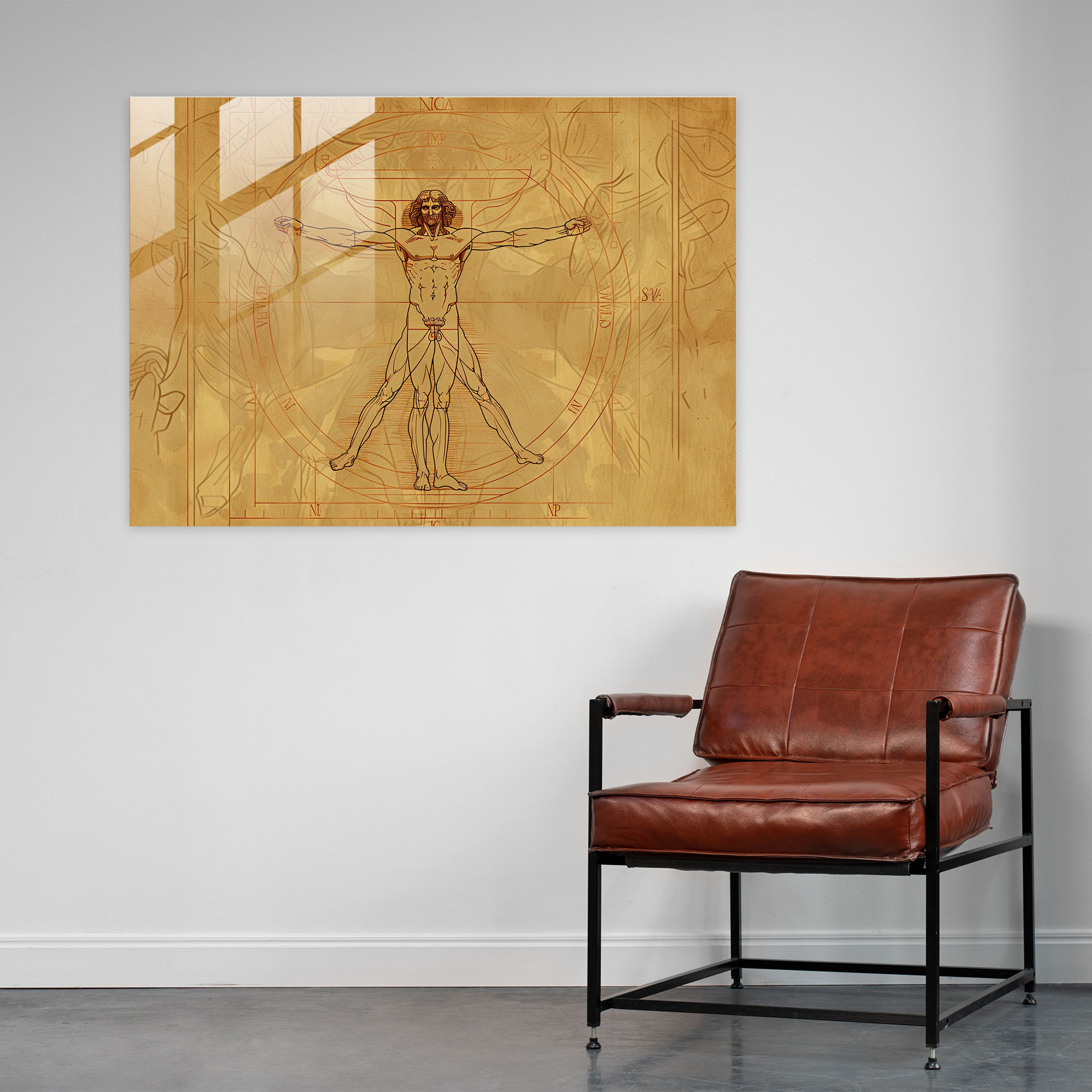 Leonardo Da Vinci Wall Decoration: Vitruvian Man Illustration - Leonardo Da Vinci, Leonardo Da Vinci, Anatomy Studies, Modern Art