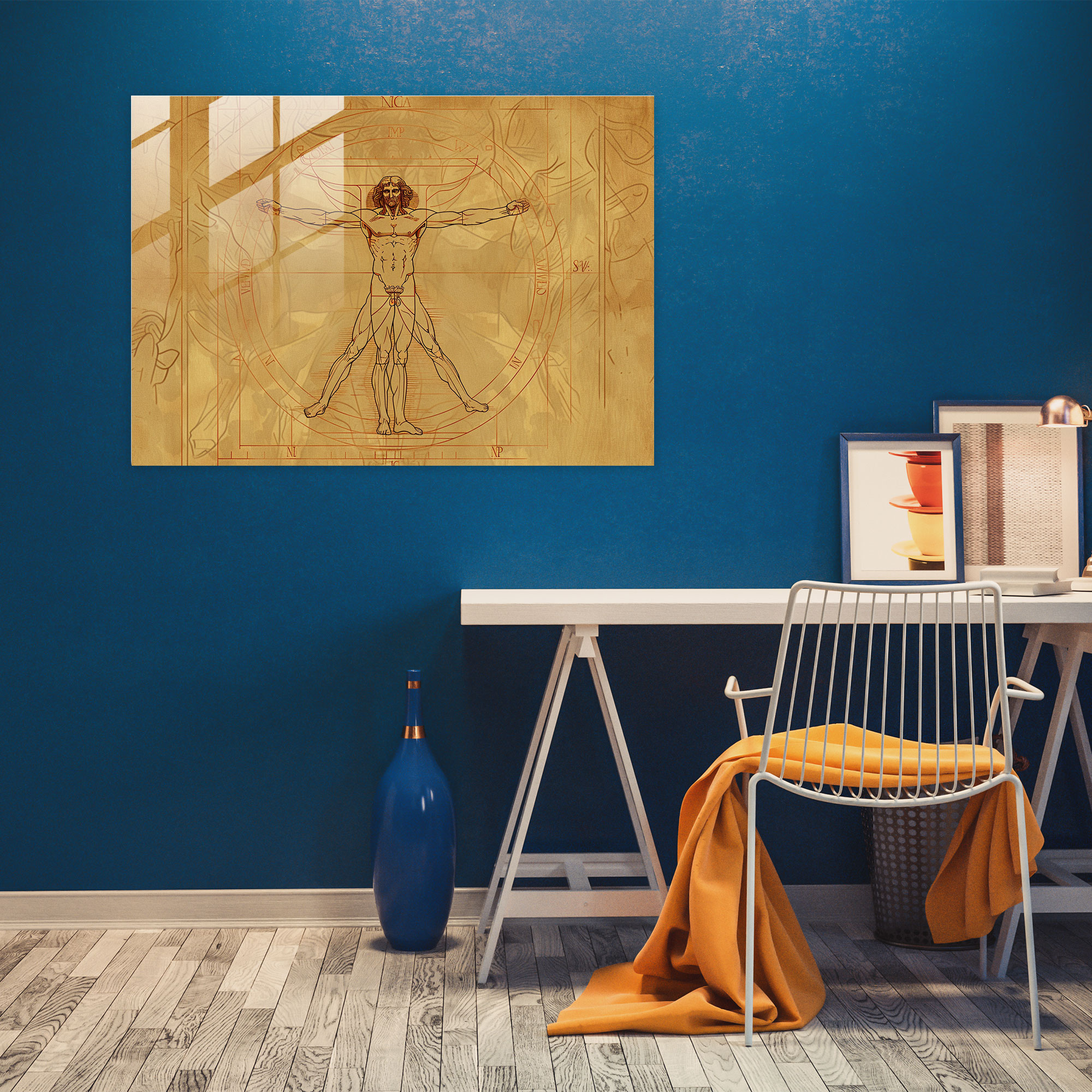 Leonardo Da Vinci Wall Decoration: Vitruvian Man Illustration - Leonardo Da Vinci, Leonardo Da Vinci, Anatomy Studies, Modern Art