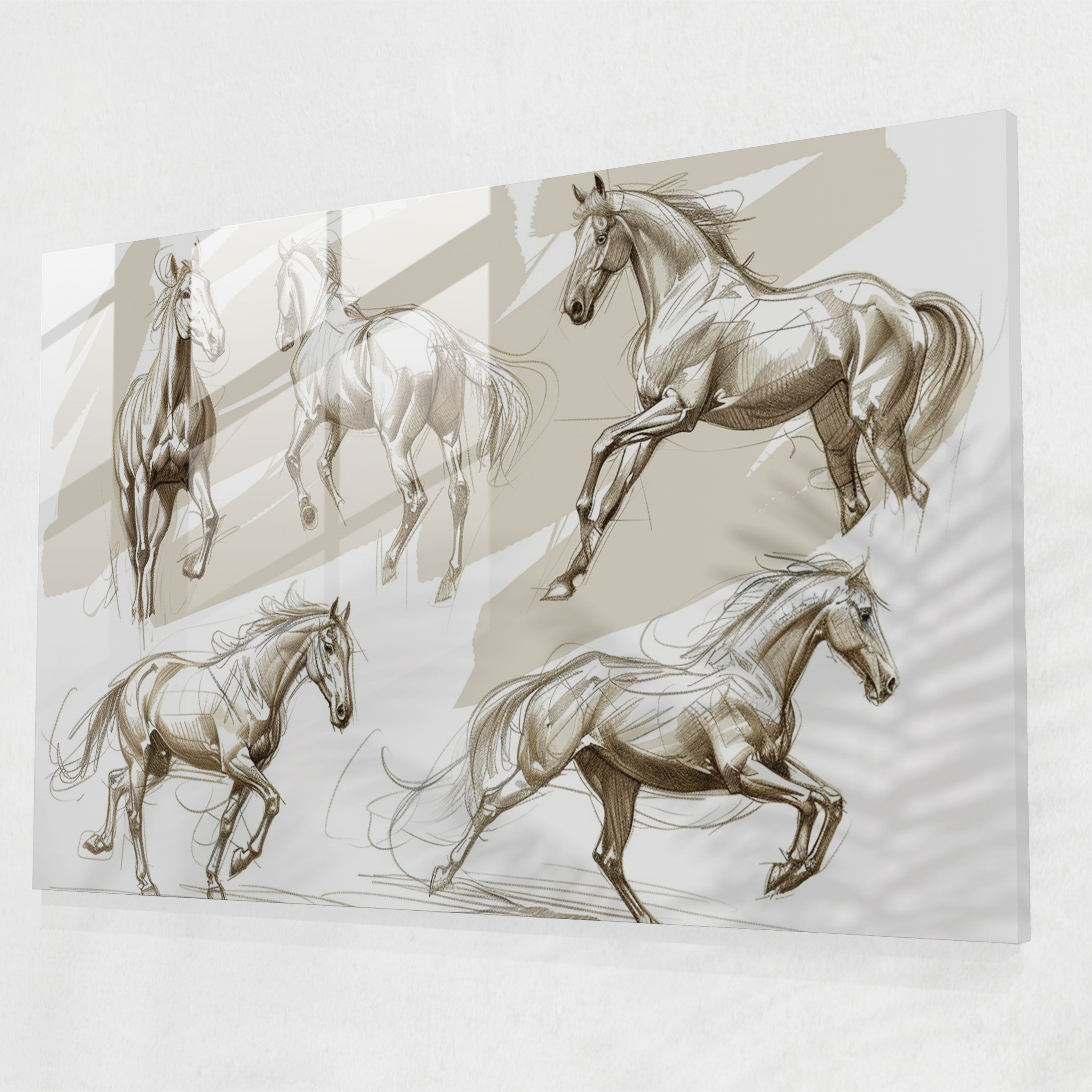 Leonardo Da Vinci Glass Art: Horse Sketches - Leonardo Da Vinci, Leonardo Da Vinci, Glass Art, Dynamic Poses