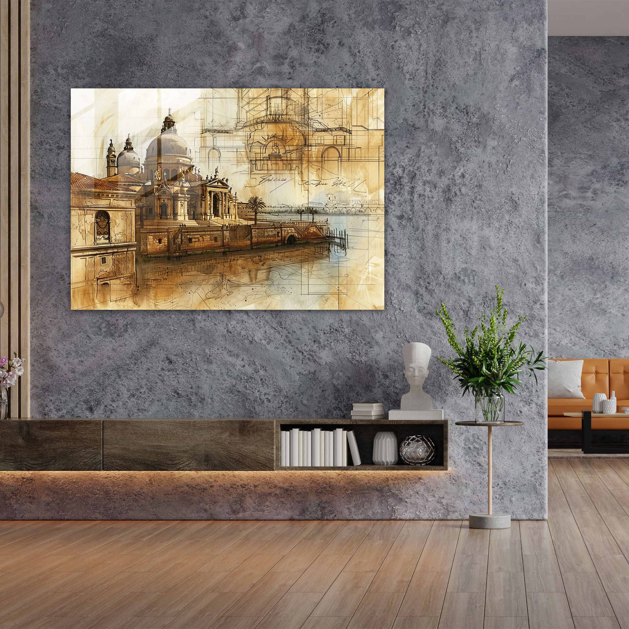 Leonardo Da Vinci Glass Wall Art: Architectural Sketches - Leonardo Da Vinci, Leonardo Da Vinci, Glass Wall Art, Architectural Sketches