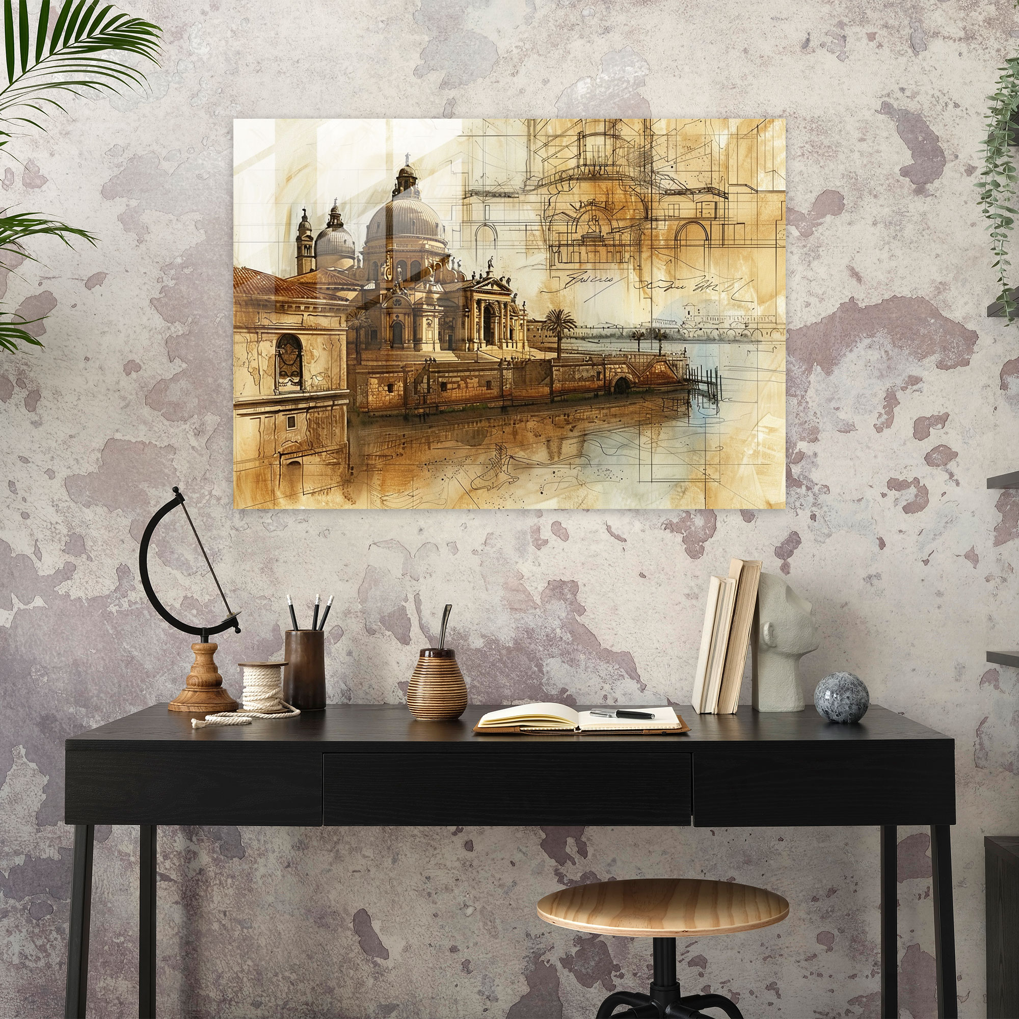 Leonardo Da Vinci Glass Wall Art: Architectural Sketches - Leonardo Da Vinci, Leonardo Da Vinci, Glass Wall Art, Architectural Sketches