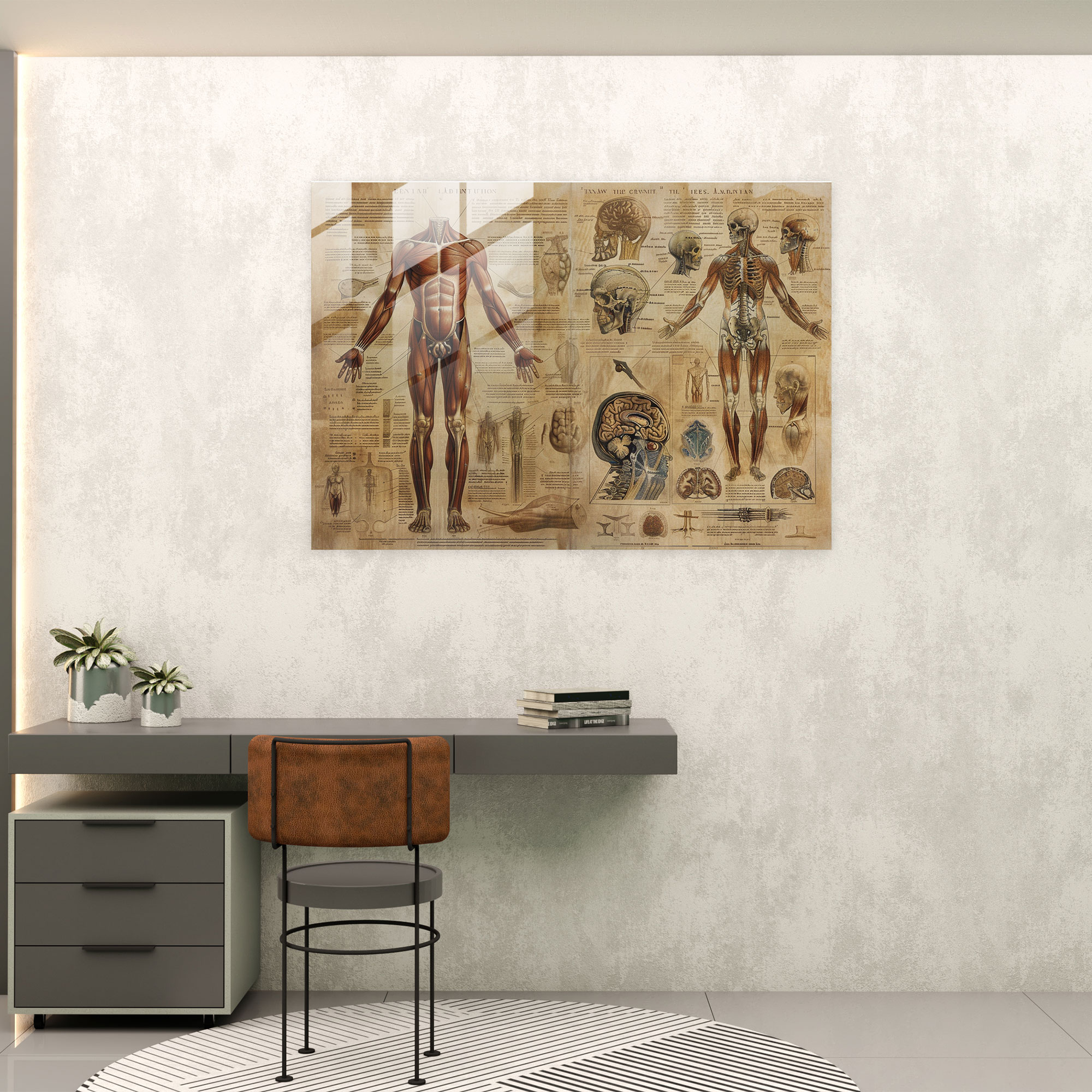 Anatomy Study Glass Print - Leonardo Da Vinci, Glass Art, Glass Wall Art, Glass Print