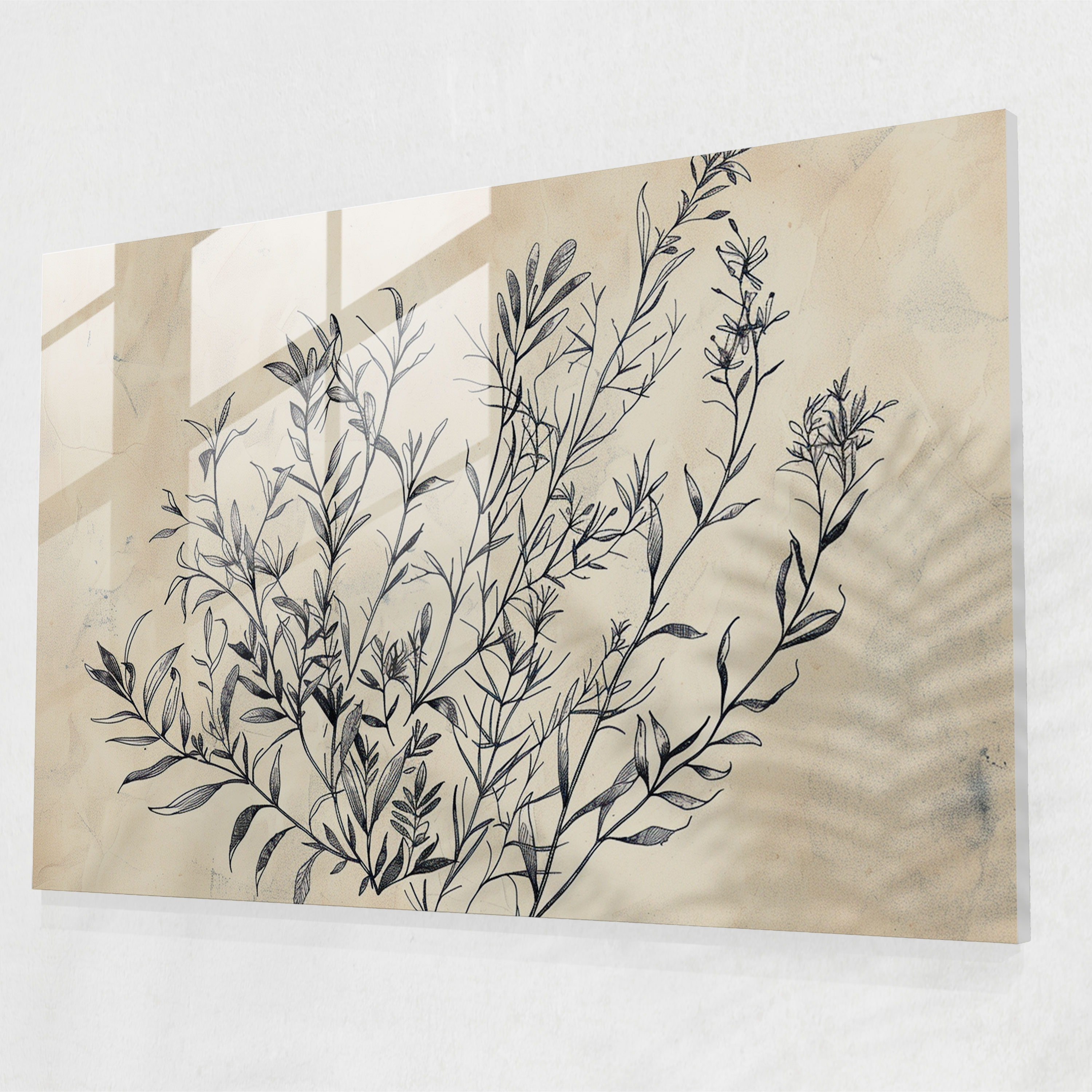 Nature Sketch Glass Wall Art - Leonardo Da Vinci, Wall Decoration, Glass Art, Home Decoration