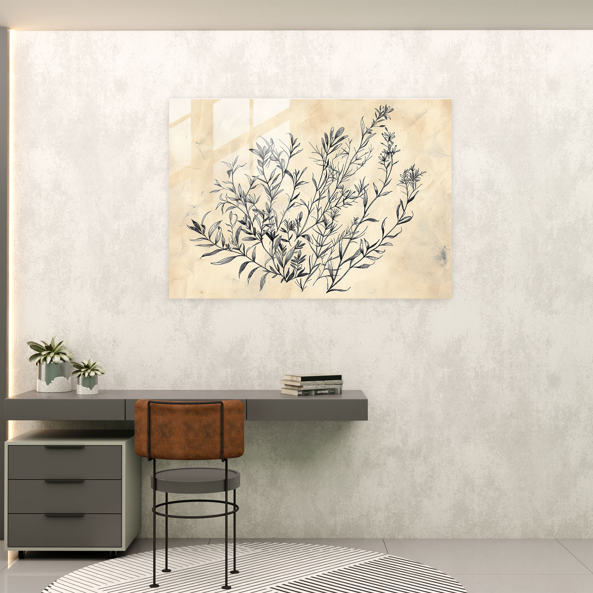 Nature Sketch Glass Wall Art - Leonardo Da Vinci, Wall Decoration, Glass Art, Home Decoration
