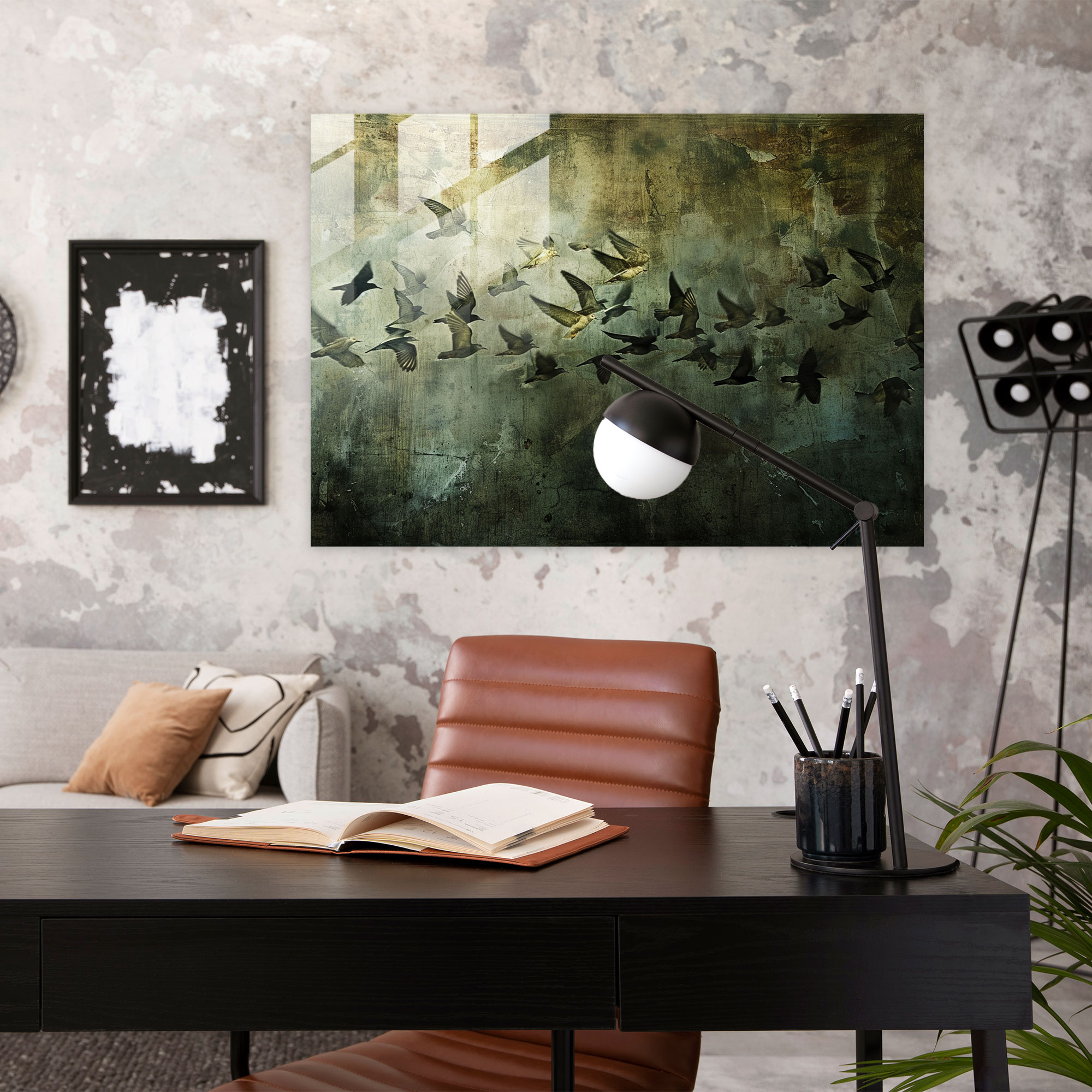 Flight Of Birds Glass Print - Leonardo Da Vinci, Modern Art, Leonardo Da Vinci, Glass Print