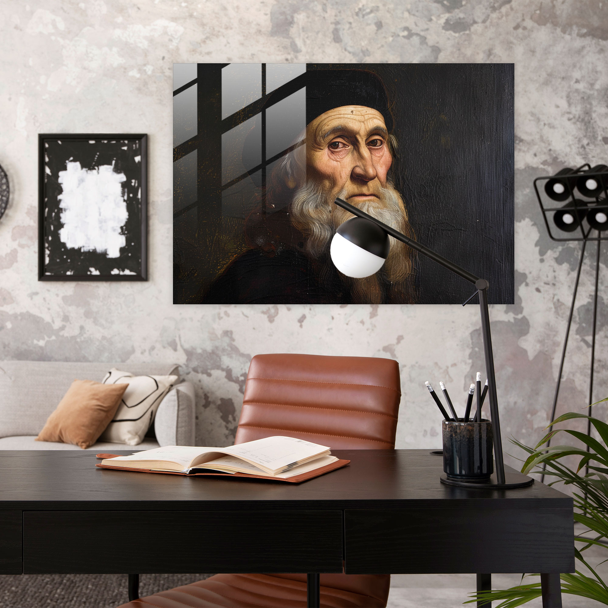 Leonardo Da Vinci Glass Print - Leonardo Da Vinci, Wall Decoration, Glass Art, Glass Print