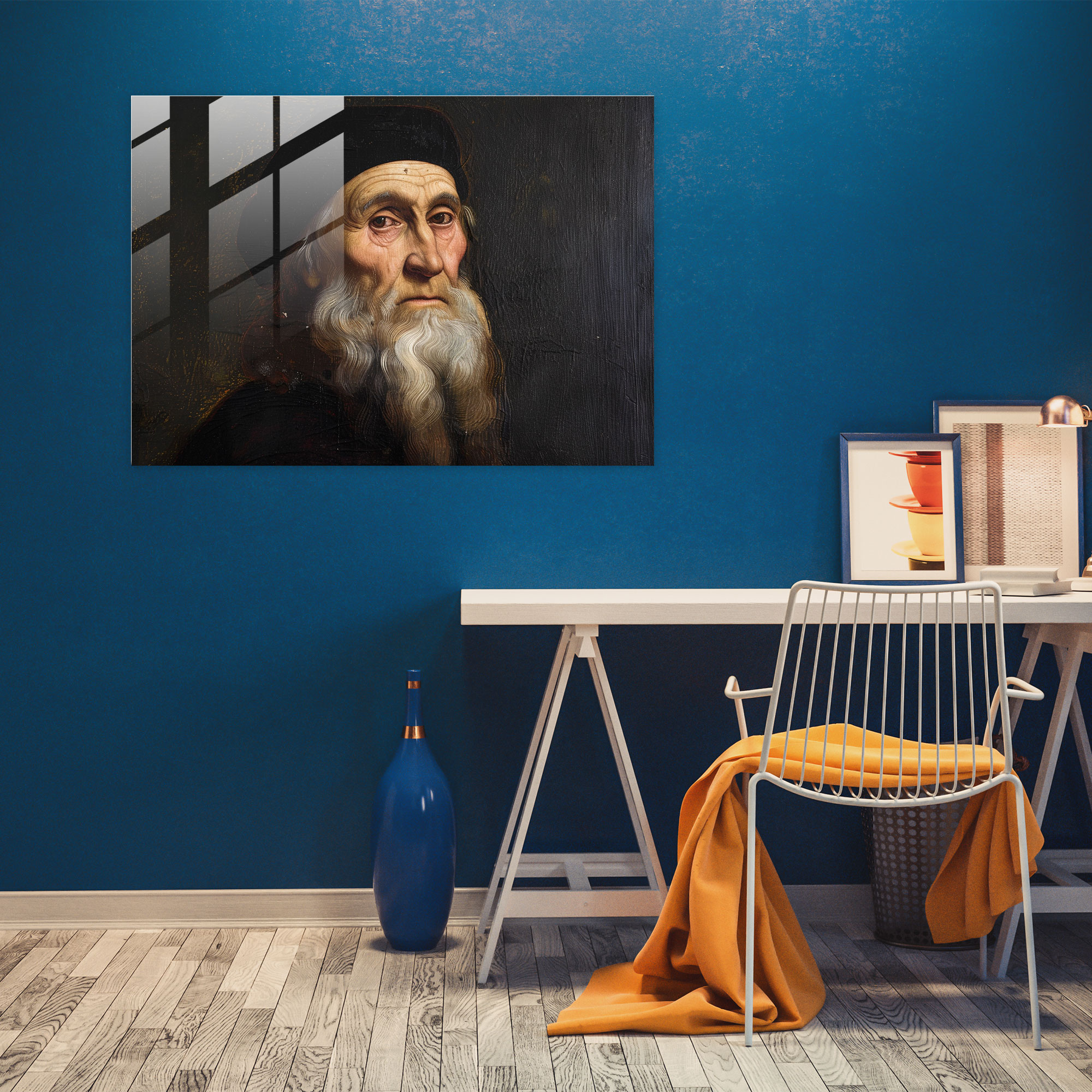 Leonardo Da Vinci Glass Print - Leonardo Da Vinci, Wall Decoration, Glass Art, Glass Print