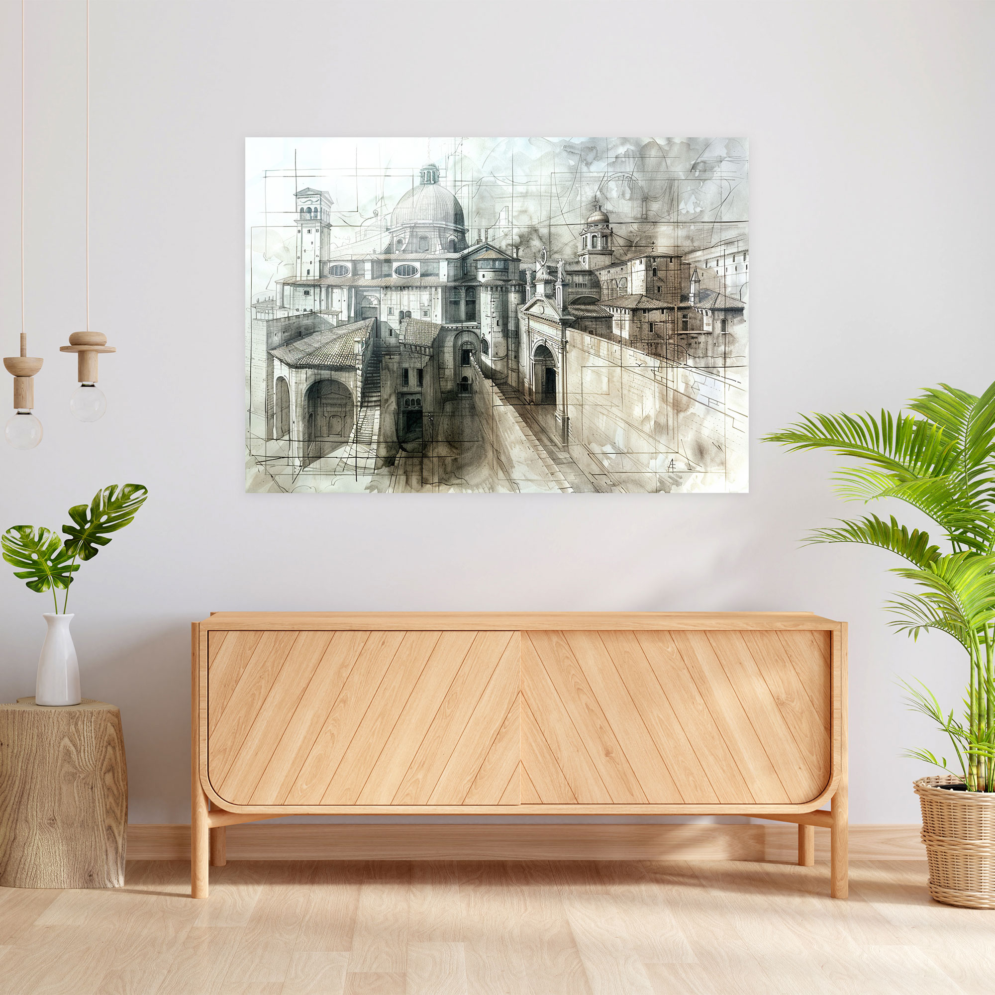 Leonardo Da Vinci Glass Wall Art - Ideal City Sketches - Leonardo Da Vinci, Glass Art, Leonardo Da Vinci, Glass Wall Art