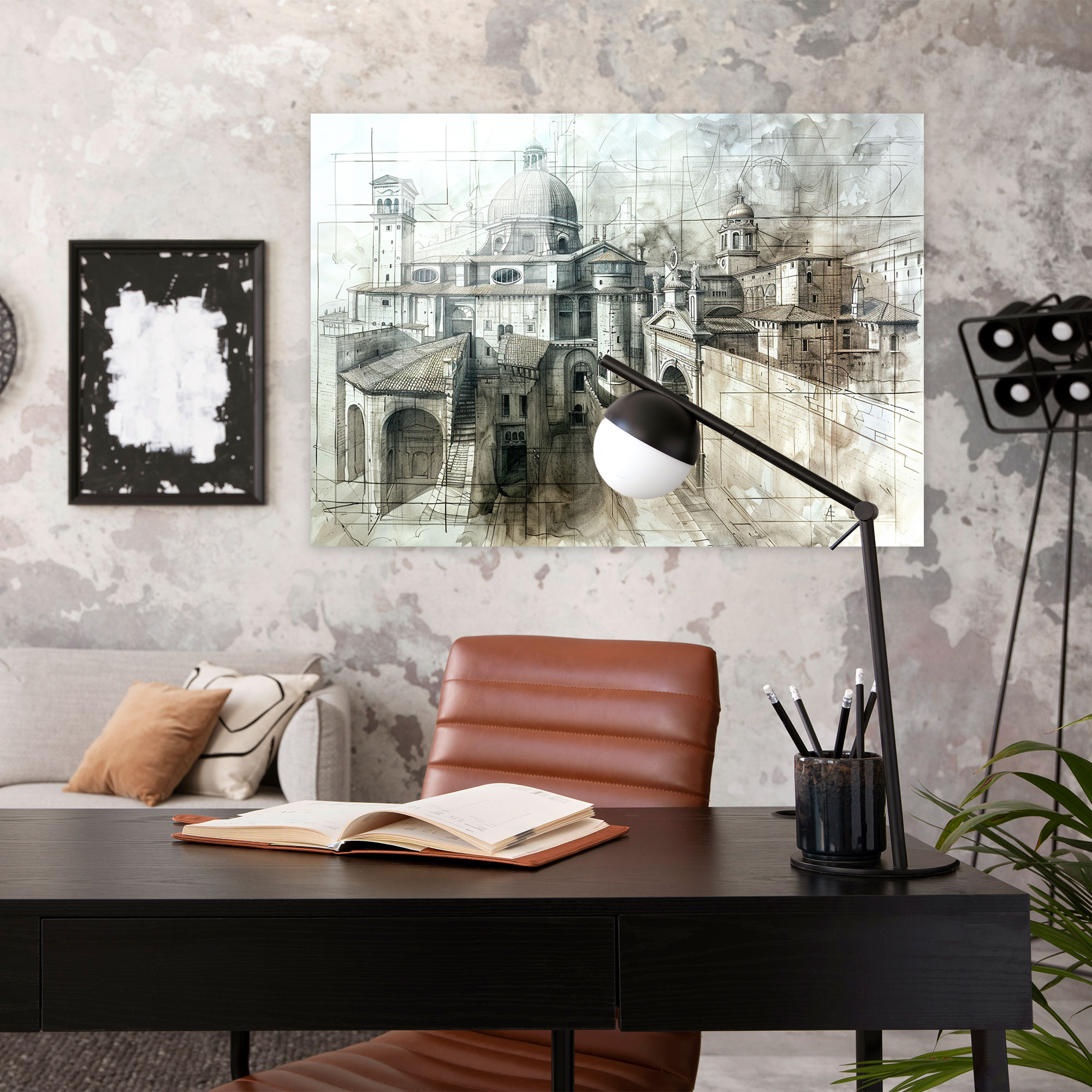 Leonardo Da Vinci Glass Wall Art - Ideal City Sketches - Leonardo Da Vinci, Glass Art, Leonardo Da Vinci, Glass Wall Art