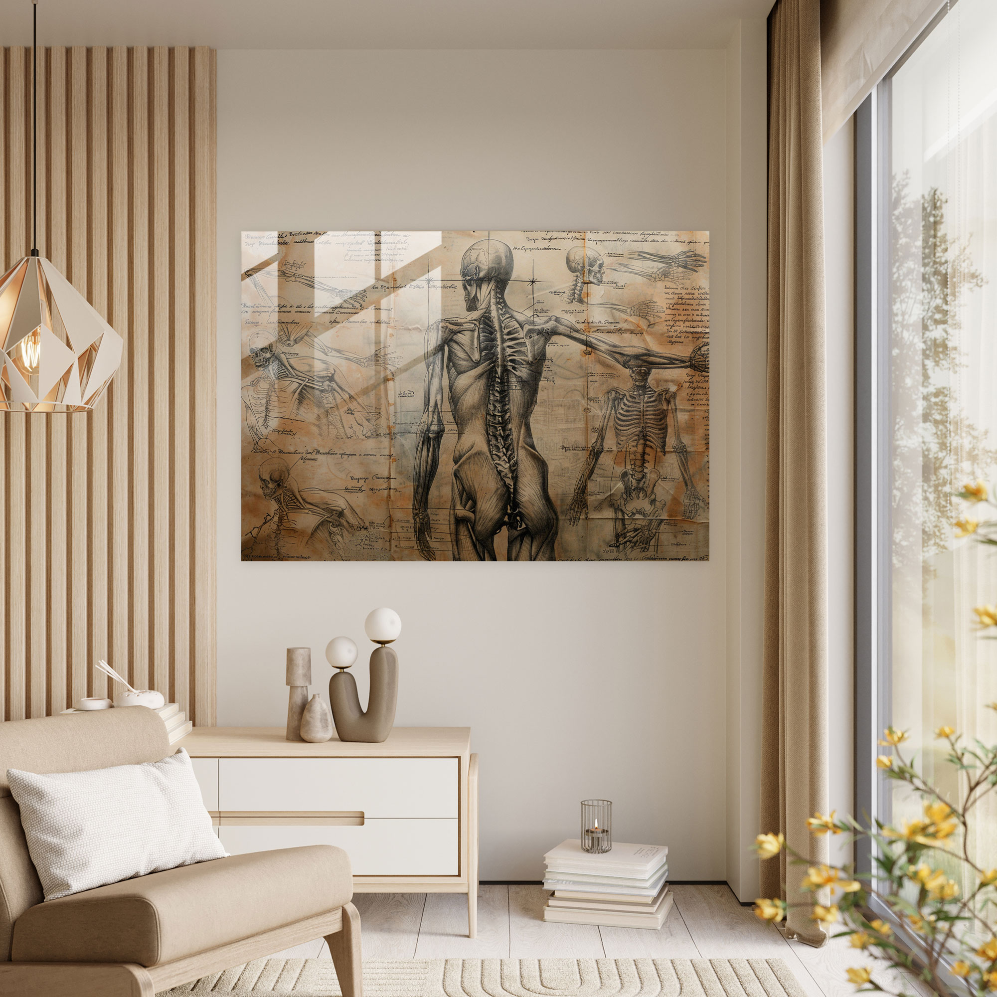 Leonardo Da Vinci Glass Print - Leonardo Da Vinci, Anatomy, Glass Wall Art, Glass Print