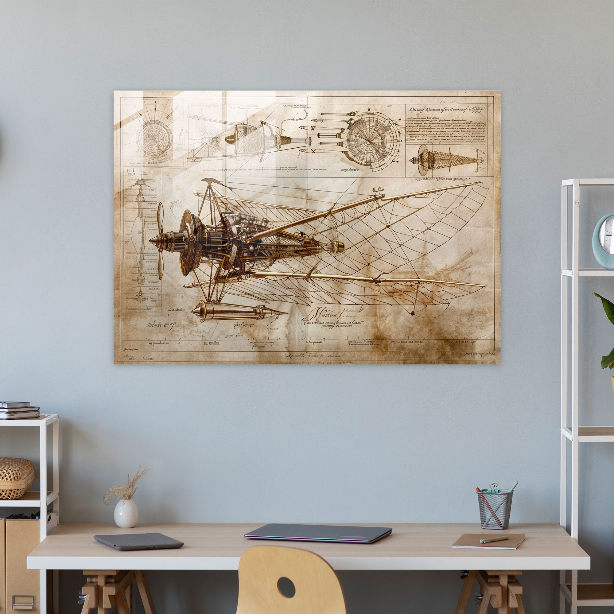 Leonardo Da Vinci Glass Wall Art - Leonardo Da Vinci, Modern Art, Inventions, Glass Print