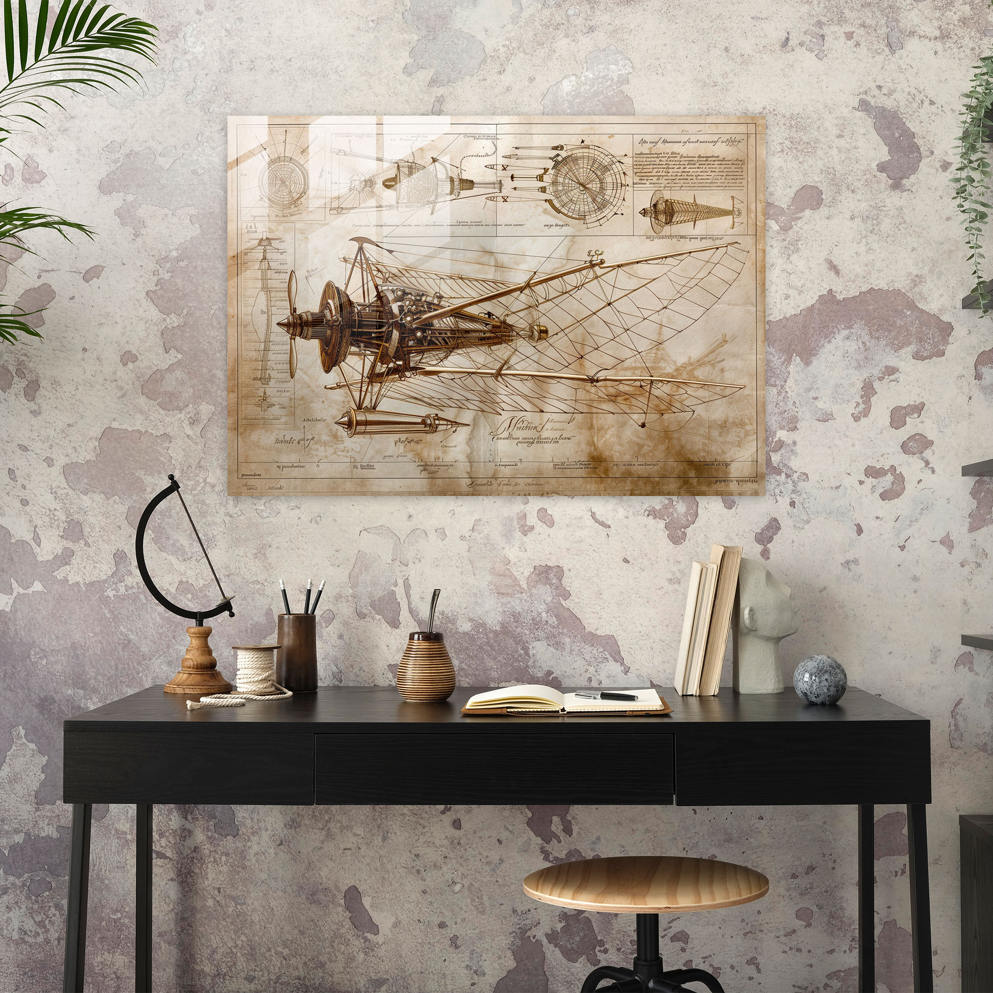 Leonardo Da Vinci Glass Wall Art - Leonardo Da Vinci, Modern Art, Inventions, Glass Print