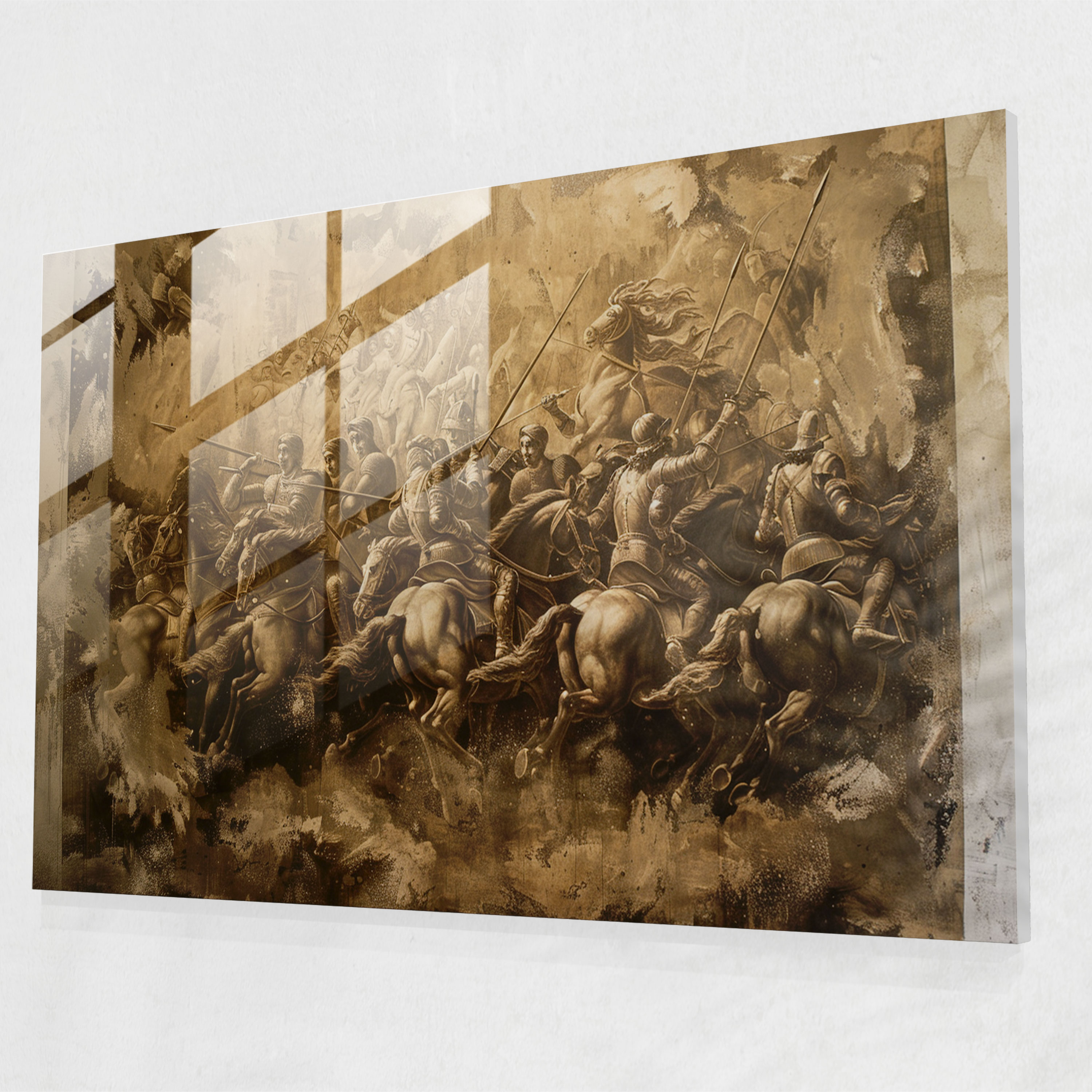 Leonardo Da Vinci Glass Print - Battle Of Anghiari - Leonardo Da Vinci, Glass Wall Art, Wall Decoration, Modern Art