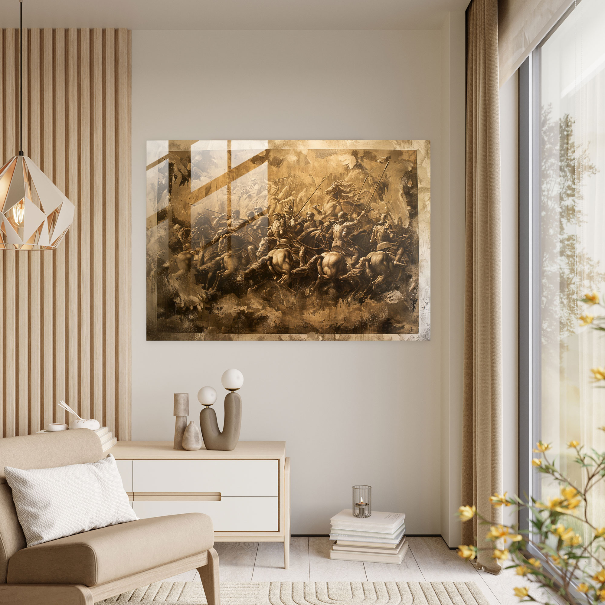 Leonardo Da Vinci Glass Print - Battle Of Anghiari - Leonardo Da Vinci, Glass Wall Art, Wall Decoration, Modern Art