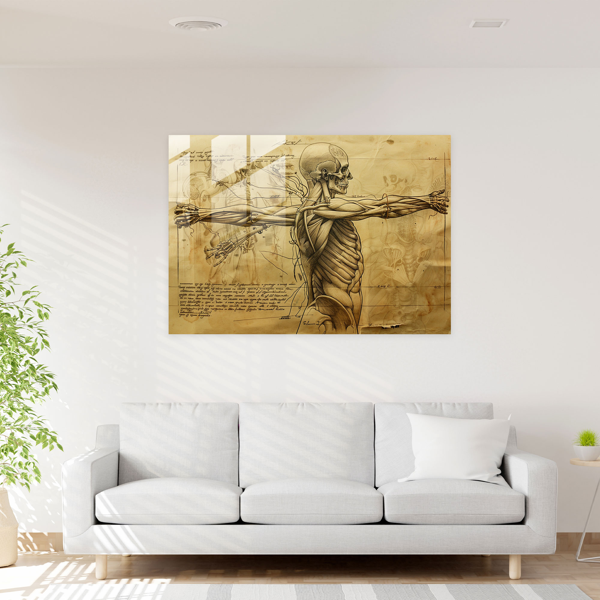 Leonardo Da Vinci Glass Print Anatomy Study - Leonardo Da Vinci, Glass Print, Leonardo Da Vinci, Home Decoration