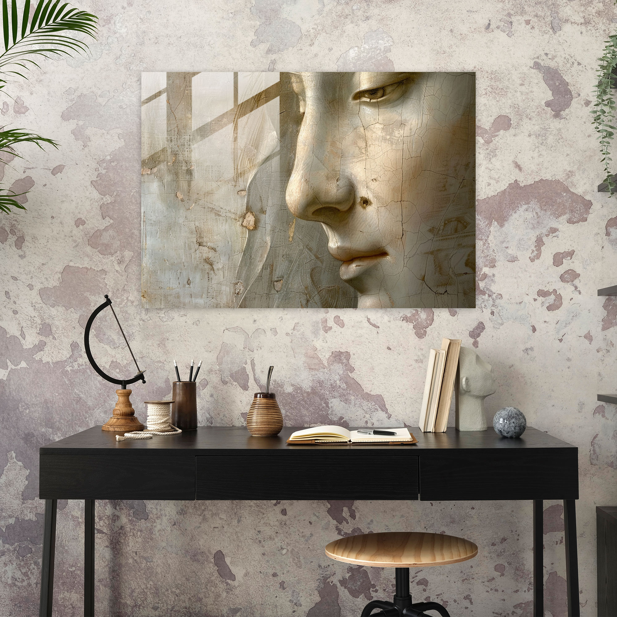 Leonardo Da Vinci Home Decoration Smiling Portrait - Leonardo Da Vinci, Glass Print, Modern Art, Leonardo Da Vinci