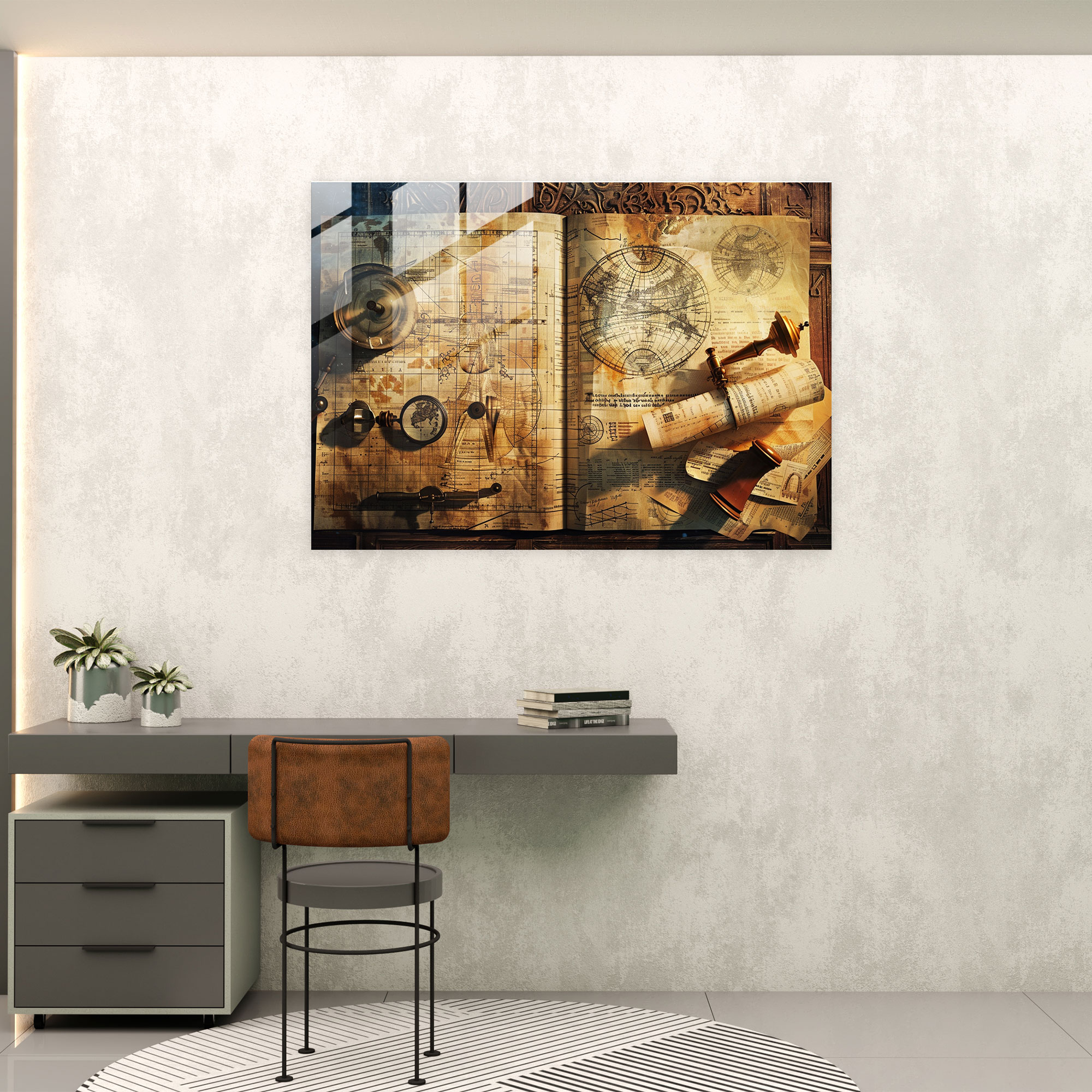 Leonardo Da Vinci Glass Wall Art Scientific Experiments - Leonardo Da Vinci, Leonardo Da Vinci, Wall Decoration, Glass Wall Art