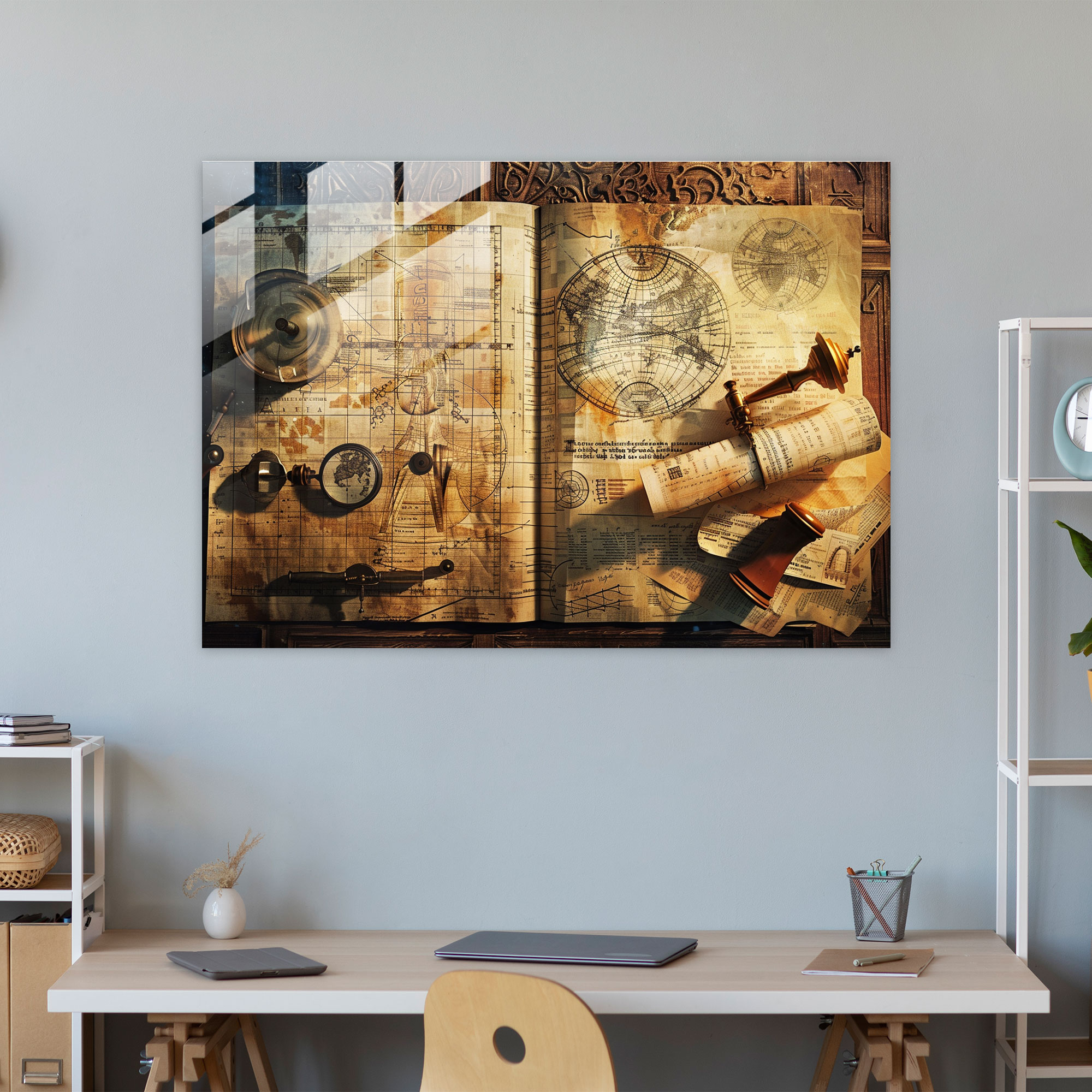 Leonardo Da Vinci Glass Wall Art Scientific Experiments - Leonardo Da Vinci, Leonardo Da Vinci, Wall Decoration, Glass Wall Art