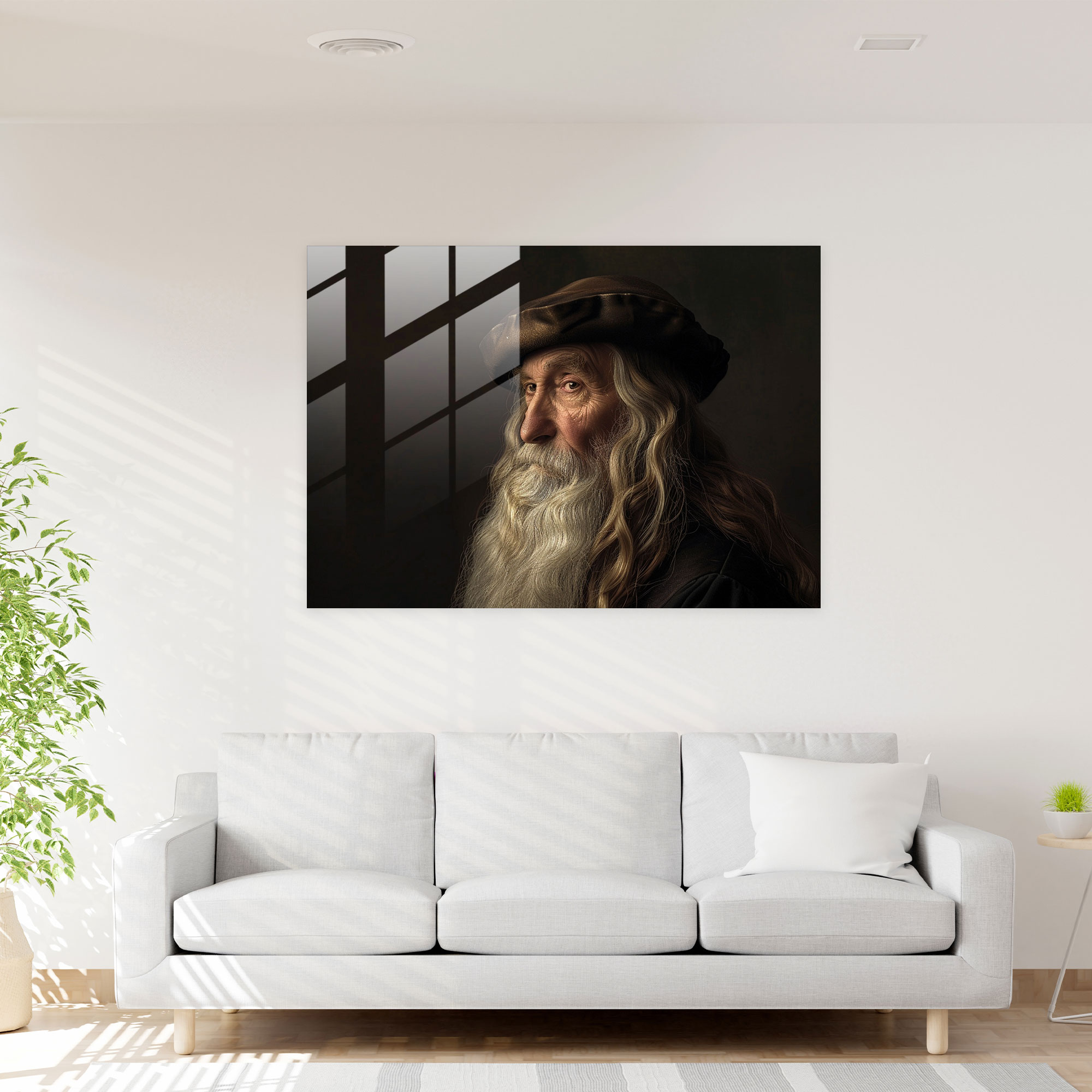 Leonardo Da Vinci Glass Print Historical Figures - Leonardo Da Vinci, Modern Art, Leonardo Da Vinci, Home Decoration