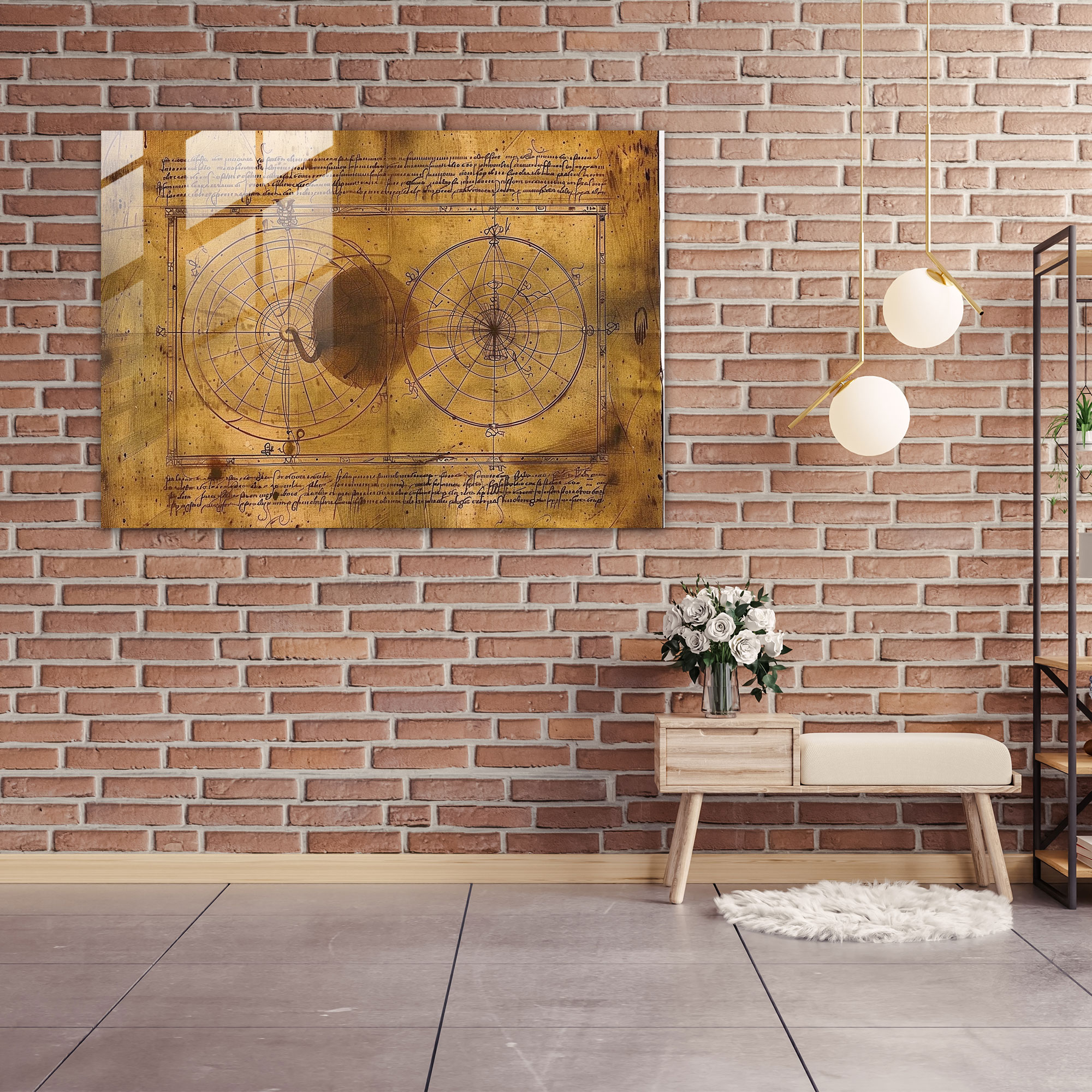 Leonardo Da Vinci Wall Decoration Cryptic Symbols - Leonardo Da Vinci, Wall Decoration, Glass Wall Art, Leonardo Da Vinci