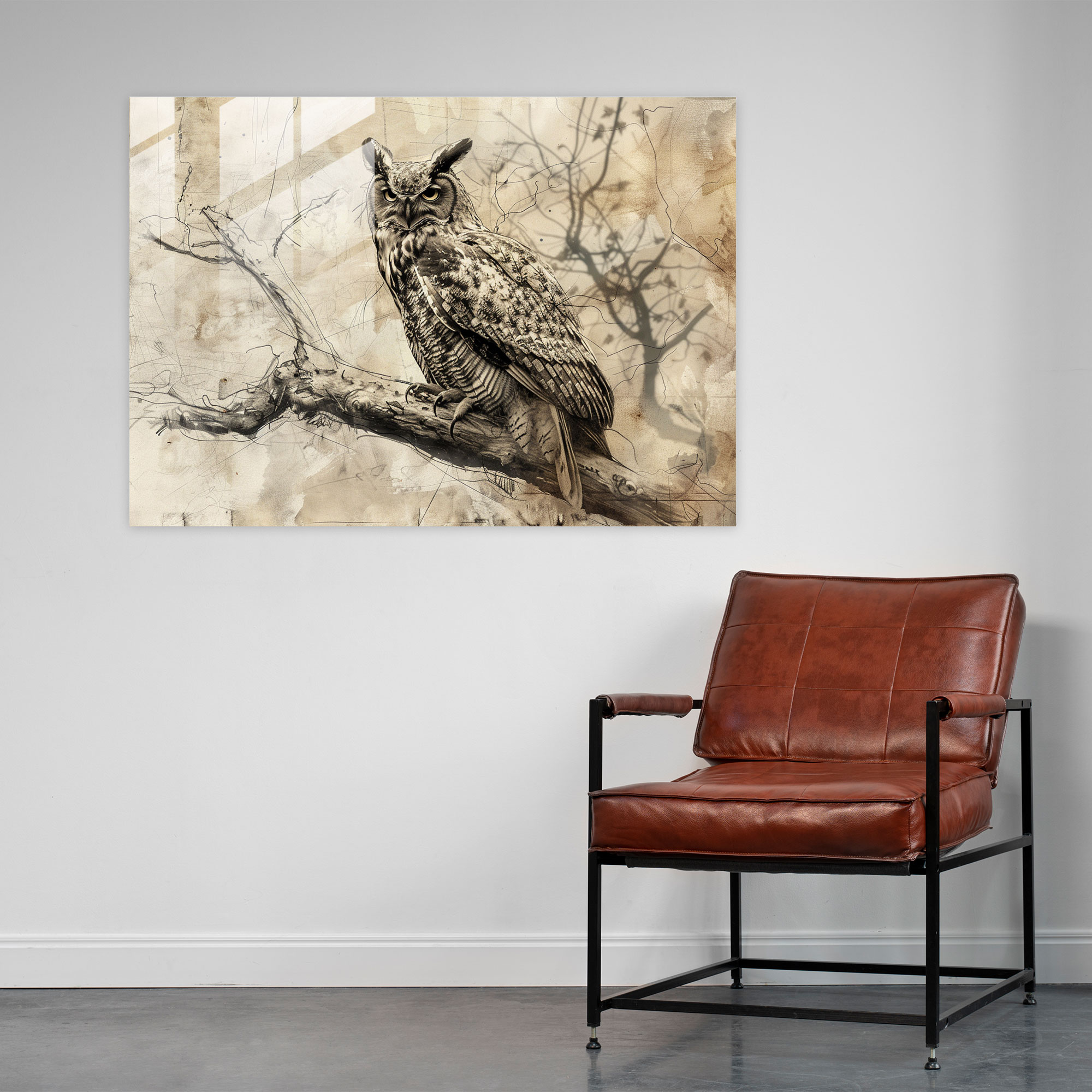 Leonardo Da Vinci Owl Glass Print - Leonardo Da Vinci, Glass Print, Leonardo Da Vinci, Home Decoration