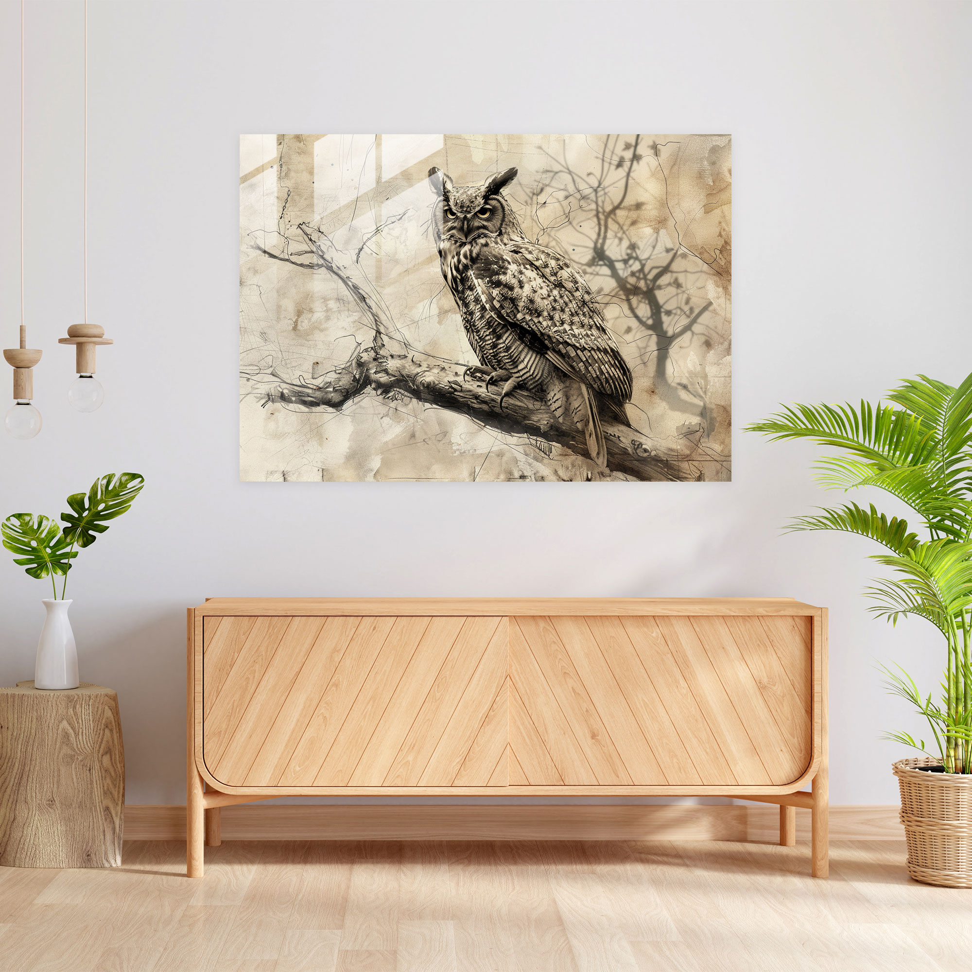Leonardo Da Vinci Owl Glass Print - Leonardo Da Vinci, Glass Print, Leonardo Da Vinci, Home Decoration
