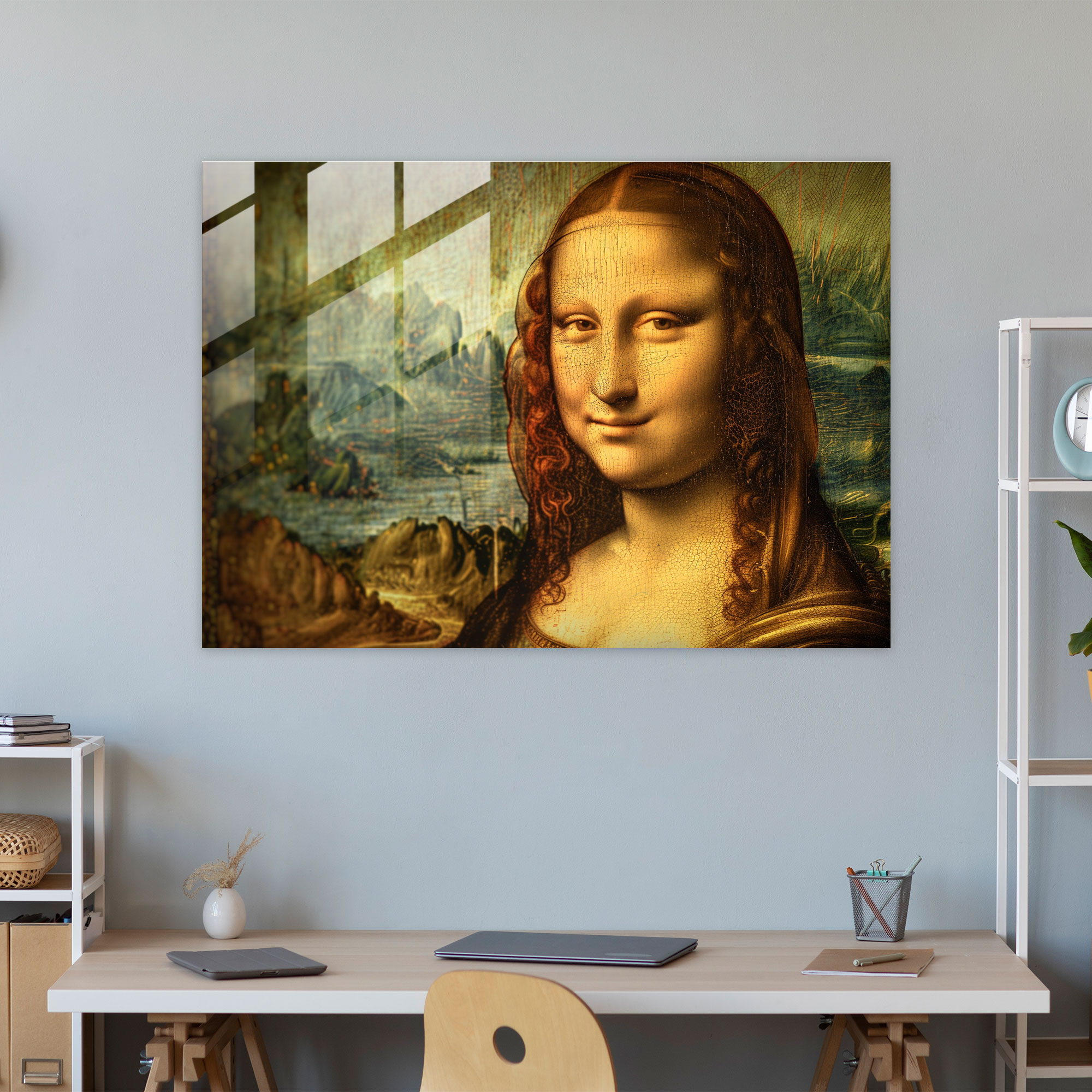 Mysterious Smile Glass Wall Art - Leonardo Da Vinci, Wall Decoration, Leonardo Da Vinci, Glass Wall Art
