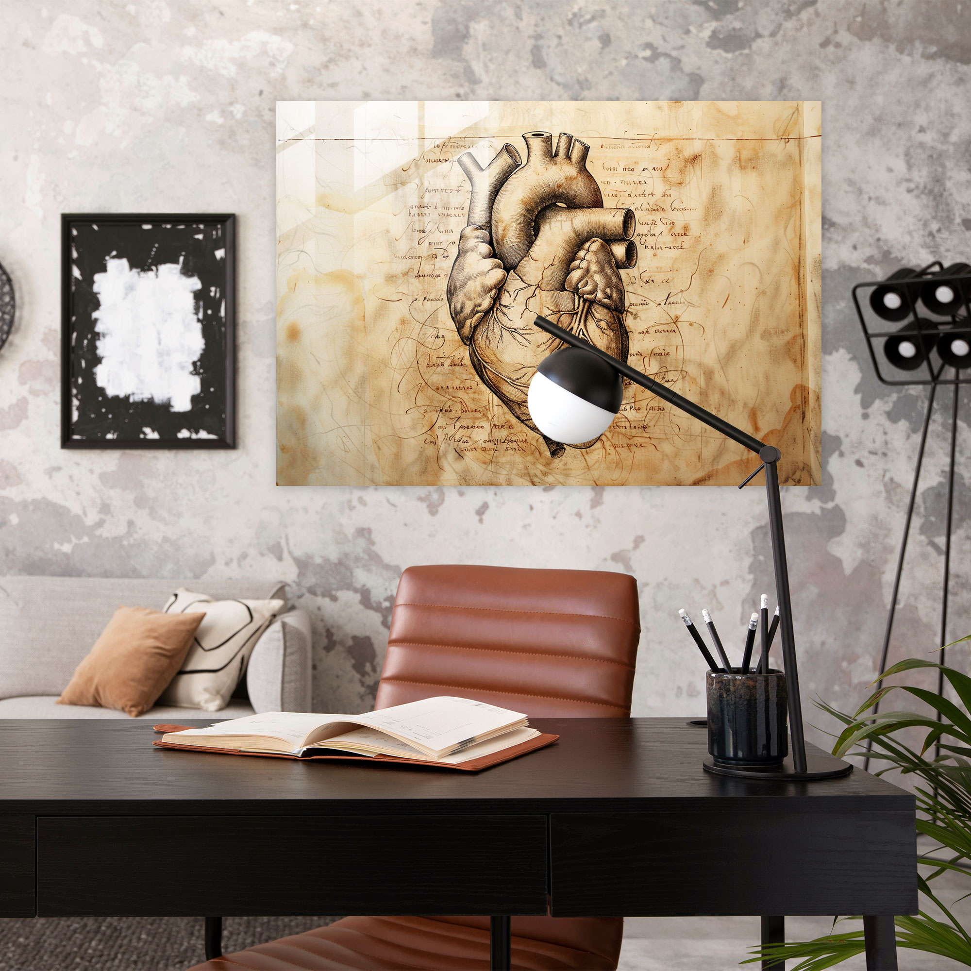 Leonardo Da Vinci Heart Glass Print - Leonardo Da Vinci, Leonardo Da Vinci, Modern Art, Glass Art